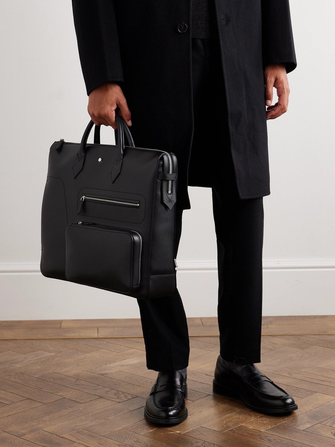 Shop Montblanc Meisterstück Selection Soft 24/7 Leather Briefcase In Black