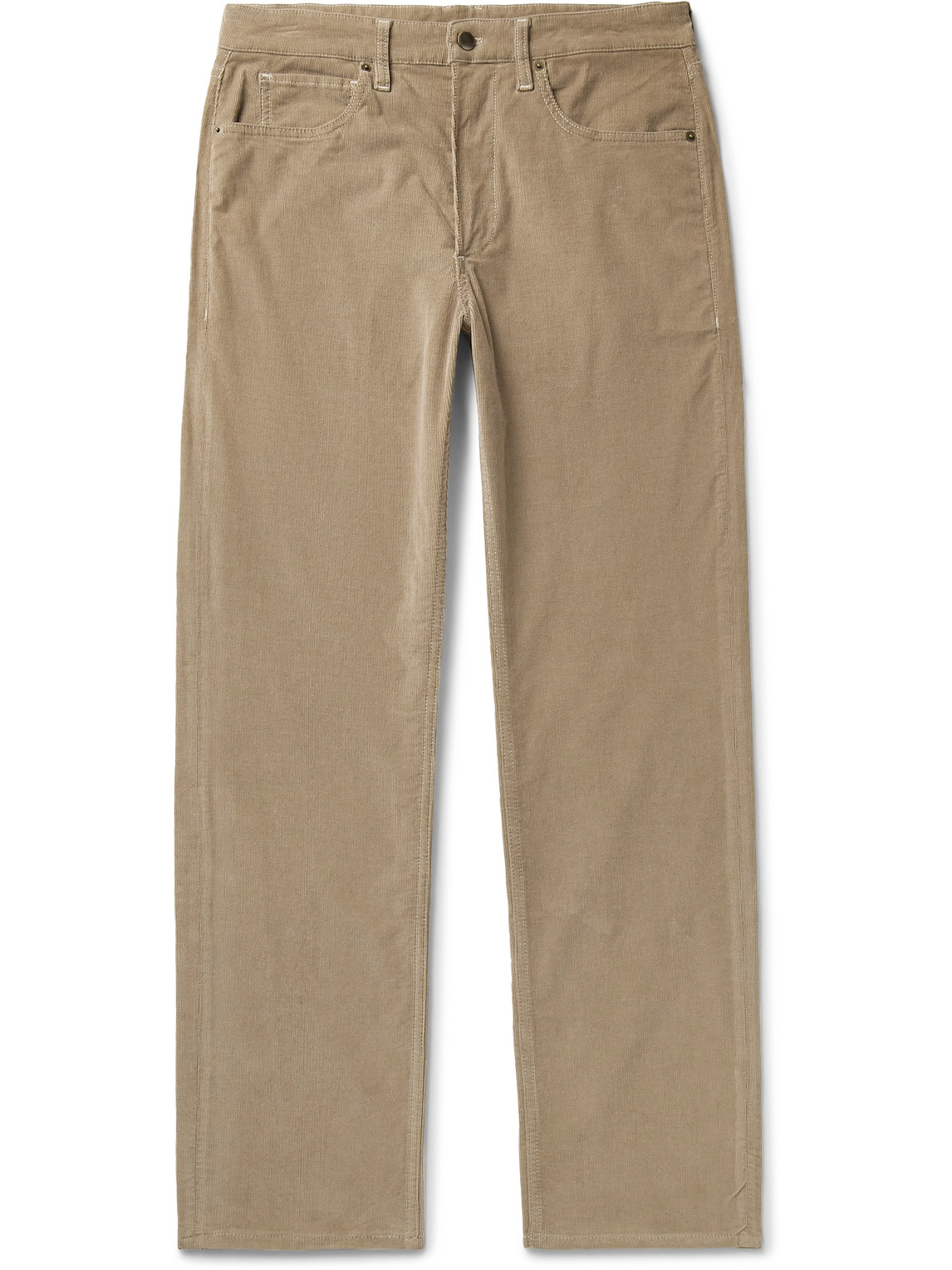 Saman Amel Slim-fit Straight-leg Cotton-blend Corduroy Trousers In Neutrals