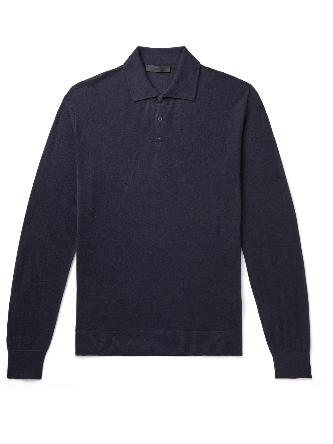 Saman Amel Slim-fit Cashmere And Silk-blend Polo Shirt In Blue