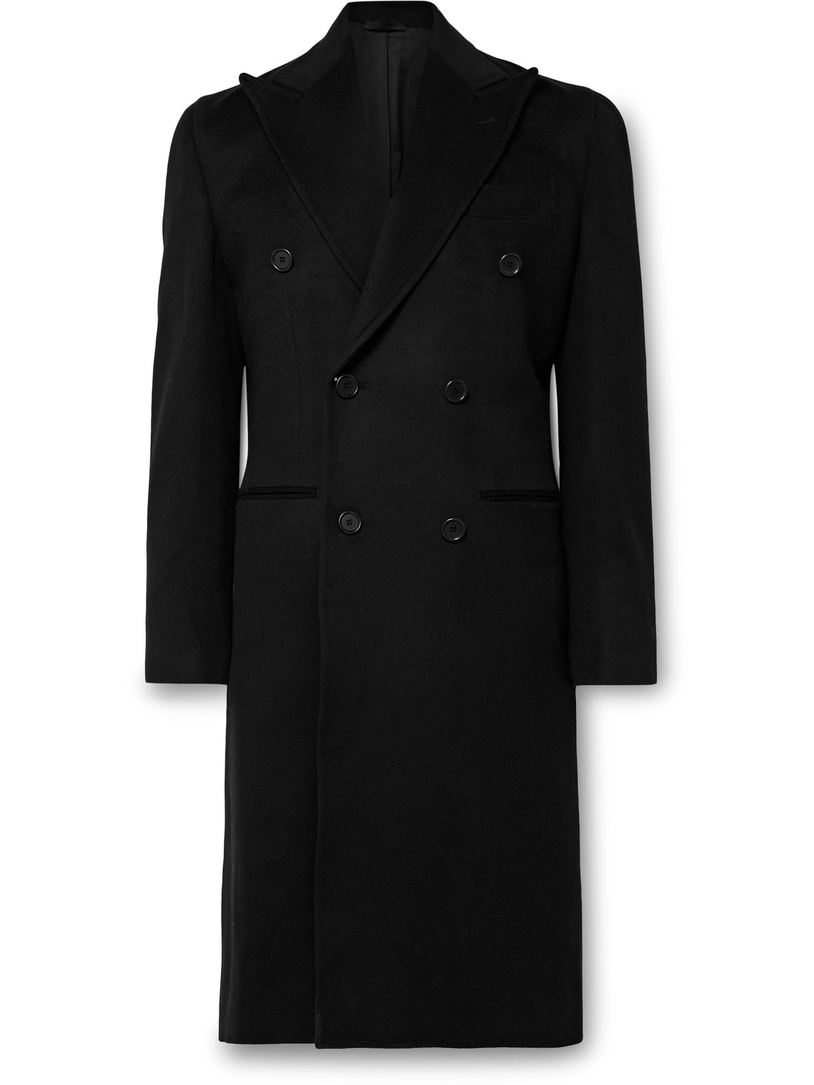 Saman Amel Slim-fit Double-breasted Wool And Cashmere-blend Felt Overcoat In Black