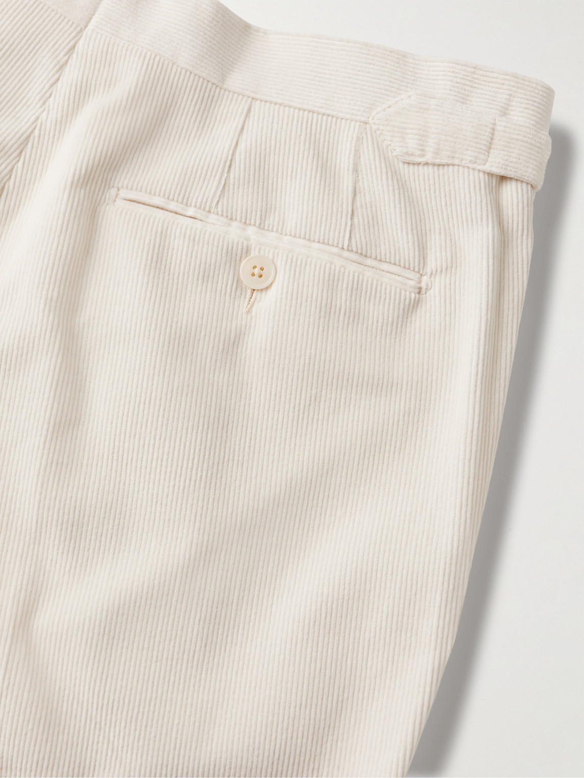 Shop Saman Amel Straight-leg Pleated Cotton-corduroy Trousers In Neutrals