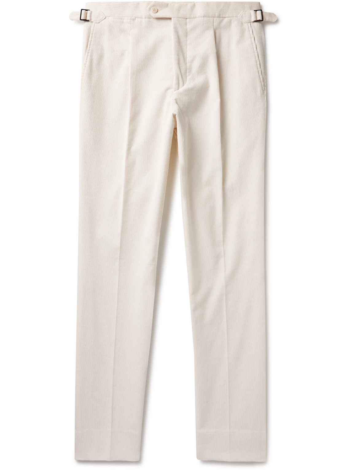 Saman Amel Straight-leg Pleated Cotton-corduroy Trousers In Neutrals
