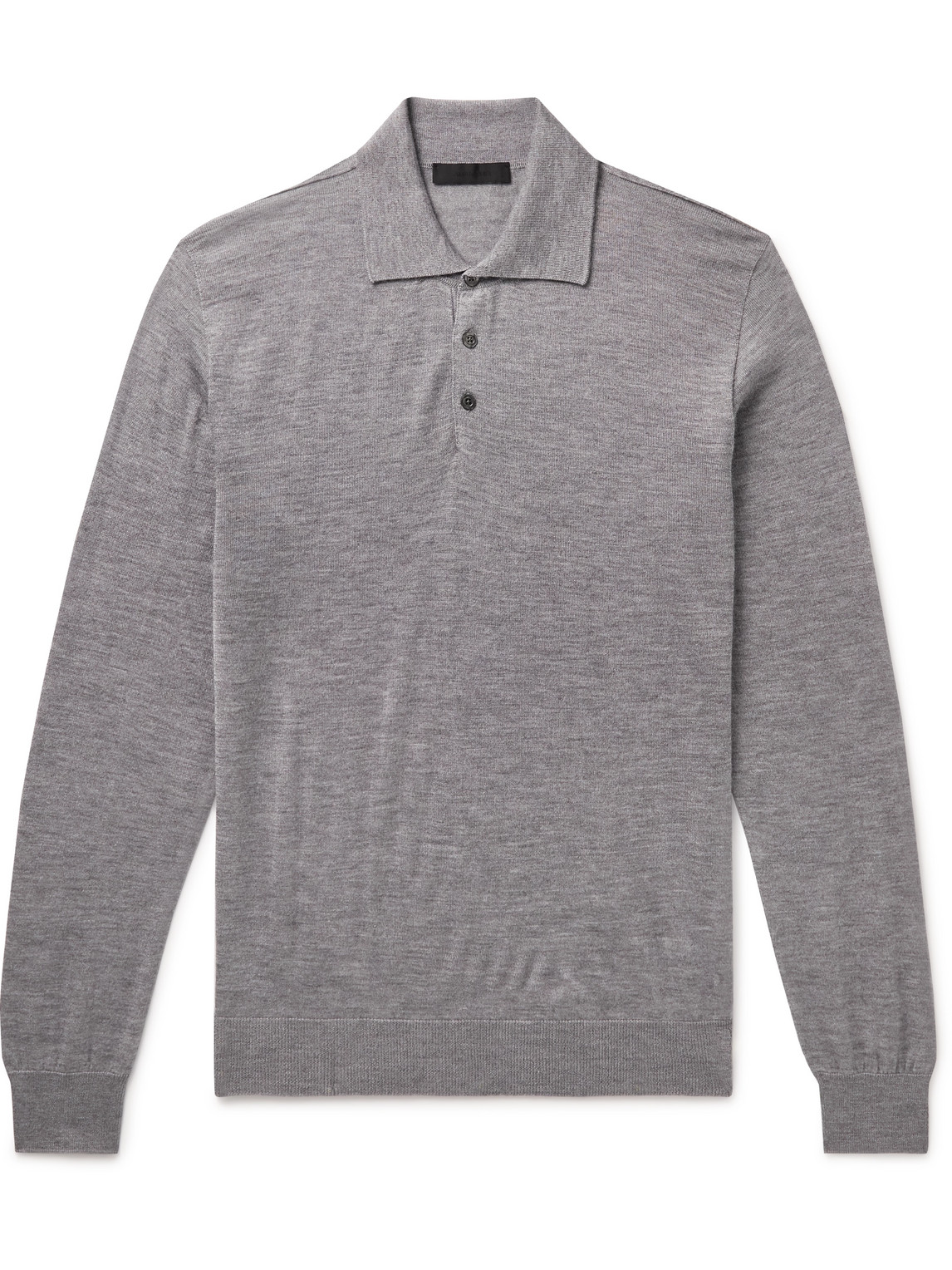 Saman Amel Slim-fit Cashmere And Silk-blend Polo Shirt In Gray