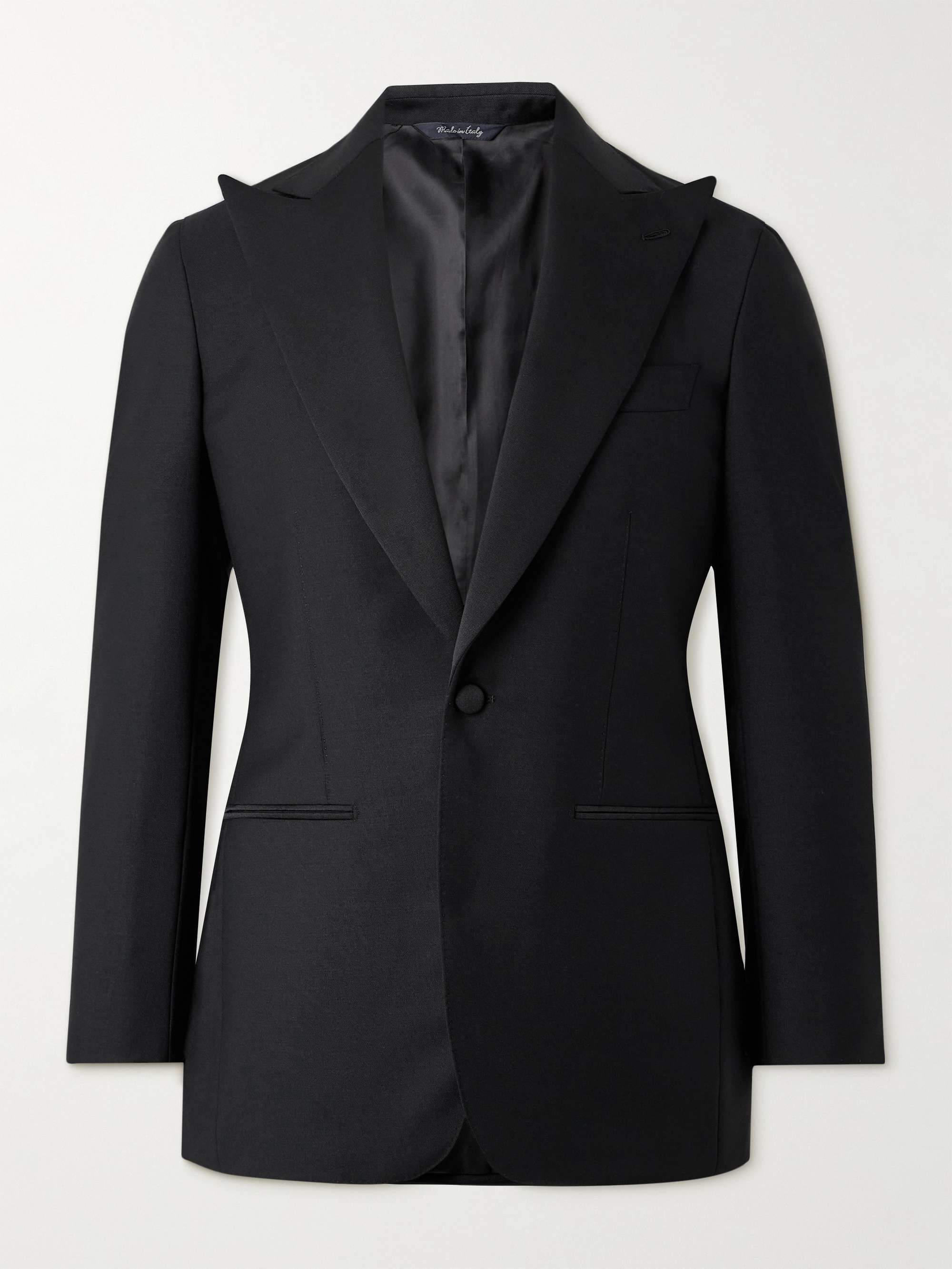 SAMAN AMEL Grosgrain-Trimmed Wool Tuxedo Jacket for Men | MR PORTER