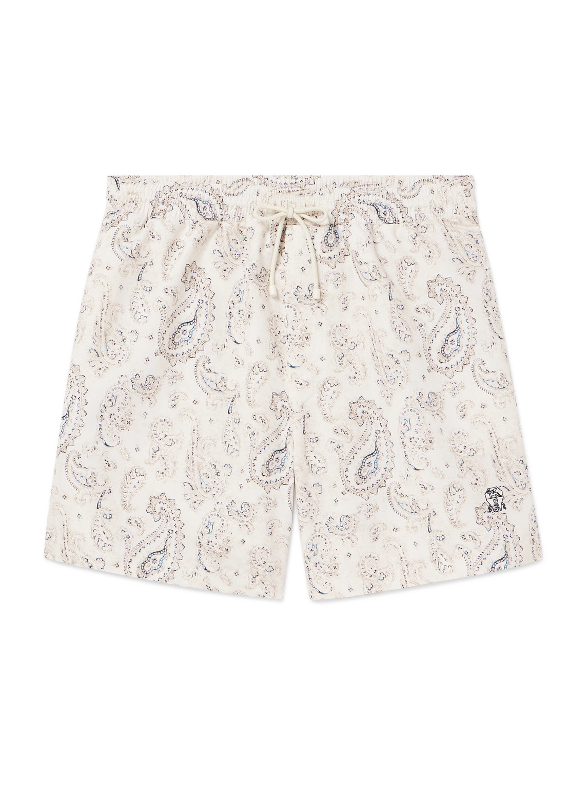 Shop Brunello Cucinelli Straight-leg Paisley-print Swim Shorts In Blue