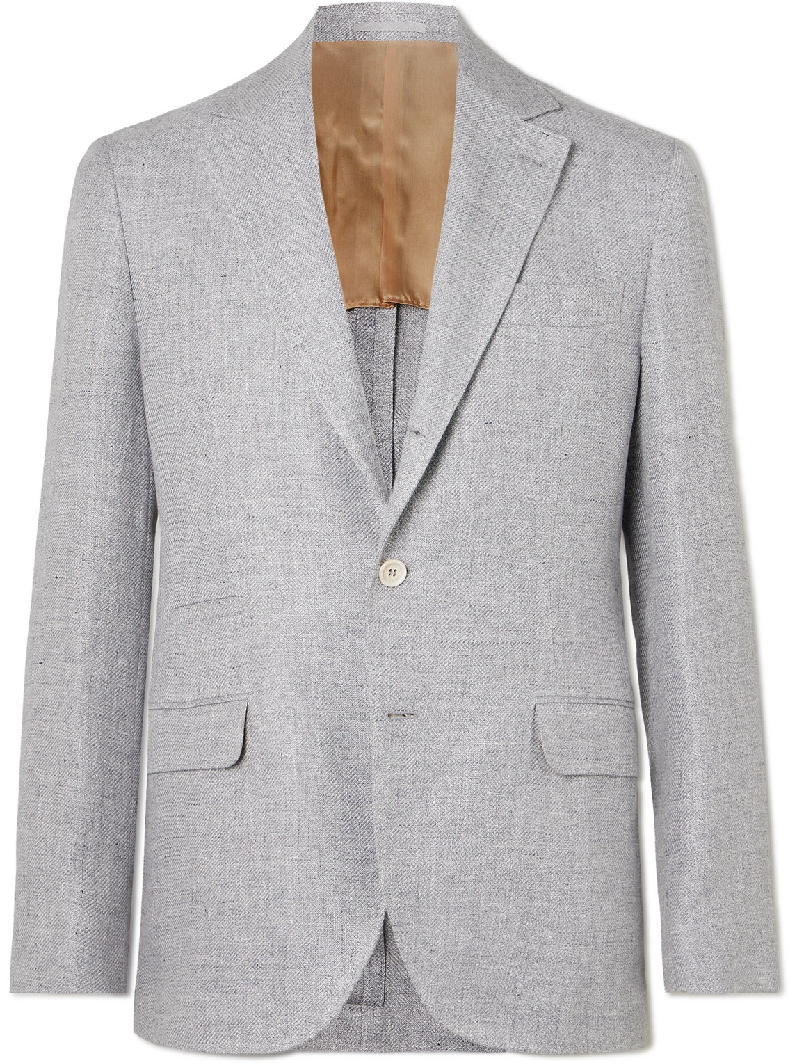 Brunello Cucinelli Linen, Wool And Silk-blend Twill Blazer In Gray