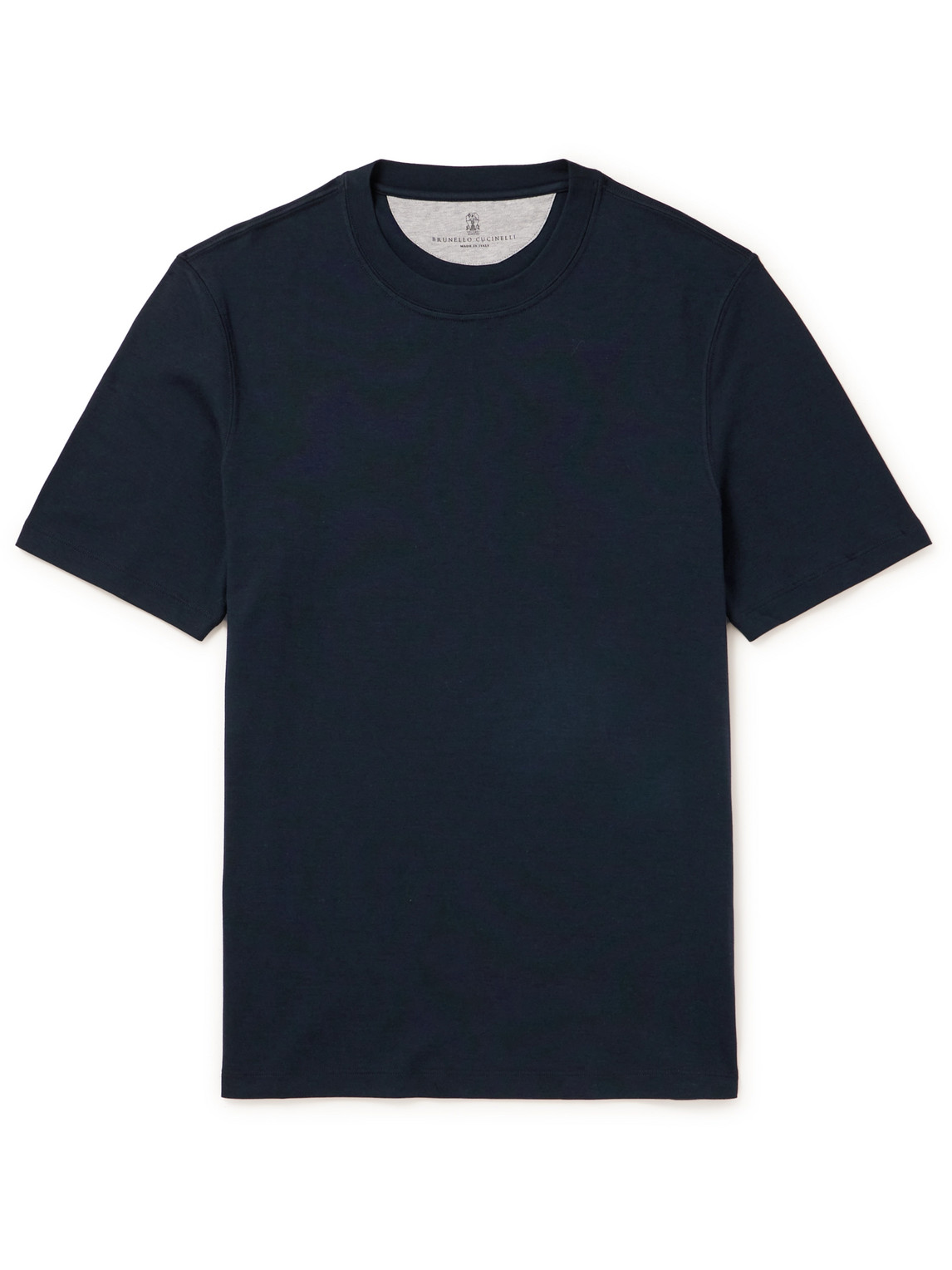 Shop Brunello Cucinelli Cotton And Silk-blend Jersey T-shirt In Blue
