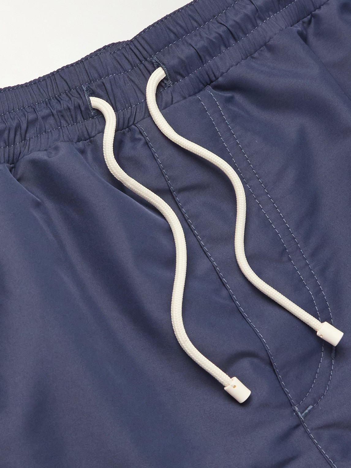 Shop Brunello Cucinelli Straight-leg Mid-length Logo-embroidered Swim Shorts In Blue