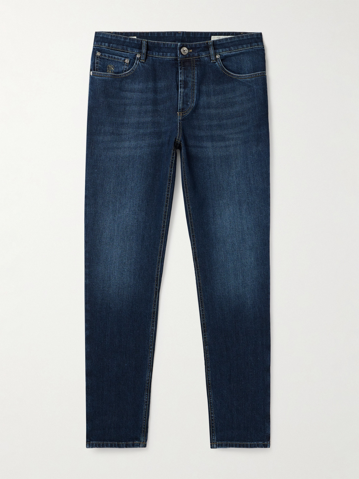 Brunello Cucinelli Slim-Fit Straight-Leg Logo-Embroidered Jeans - Men