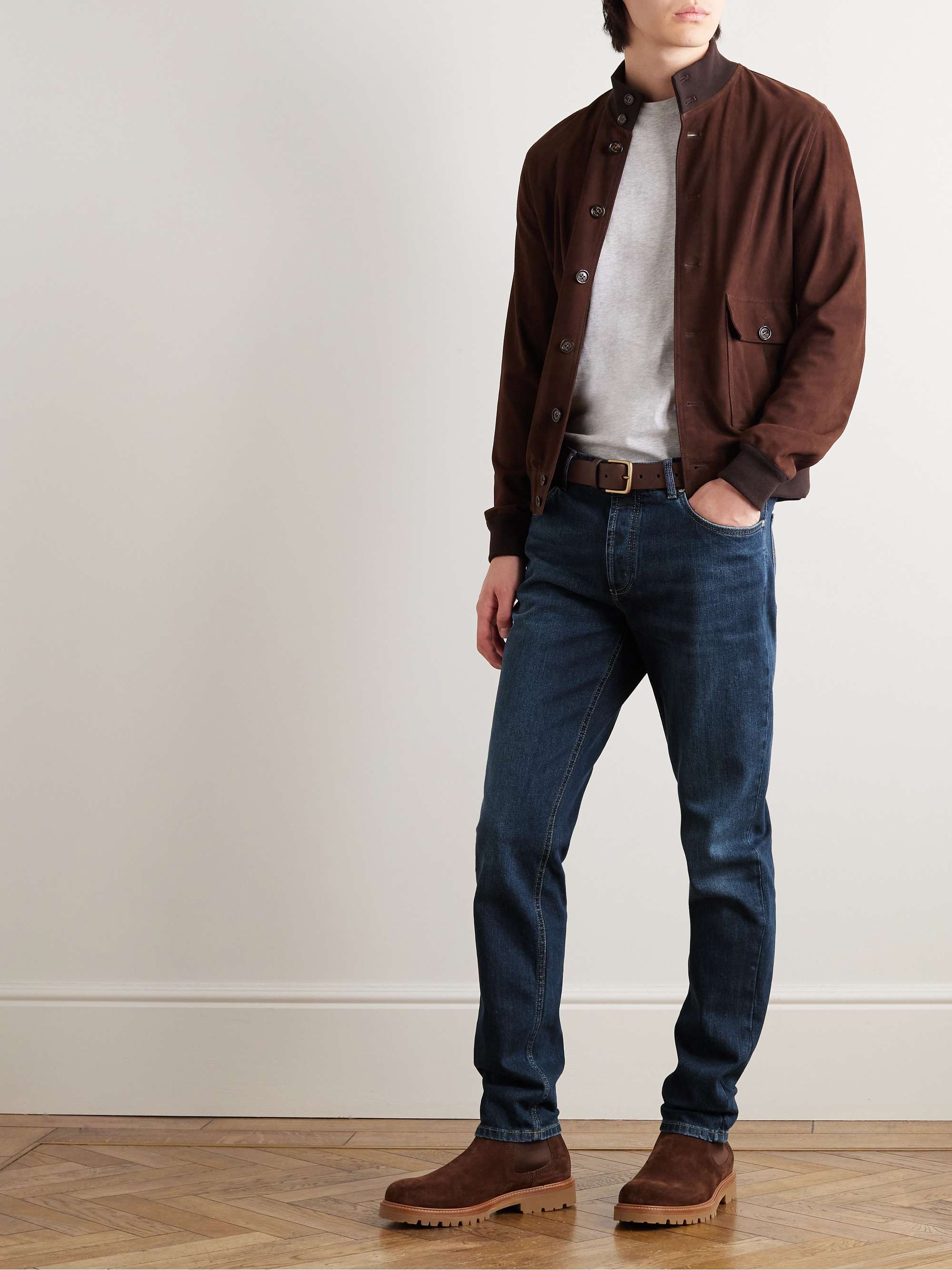 BRUNELLO CUCINELLI Slim-Fit Straight-Leg Logo-Embroidered Jeans for Men ...