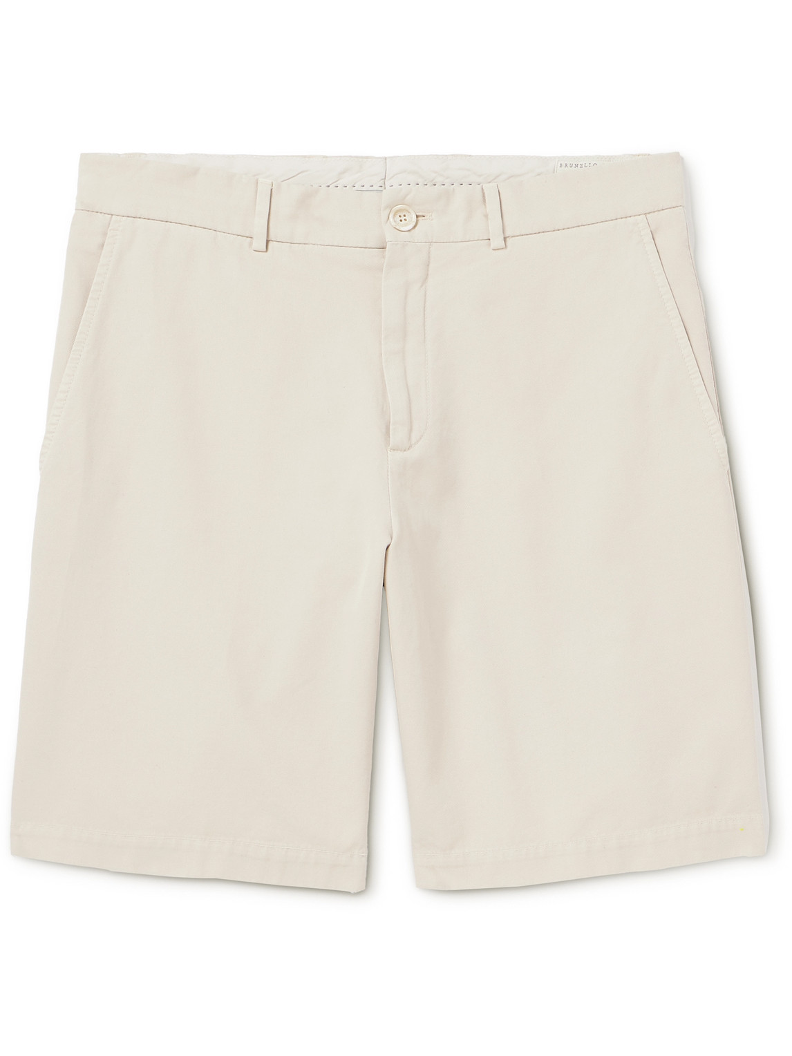 Brunello Cucinelli Straight-leg Cotton-twill Bermuda Shorts In Neutrals