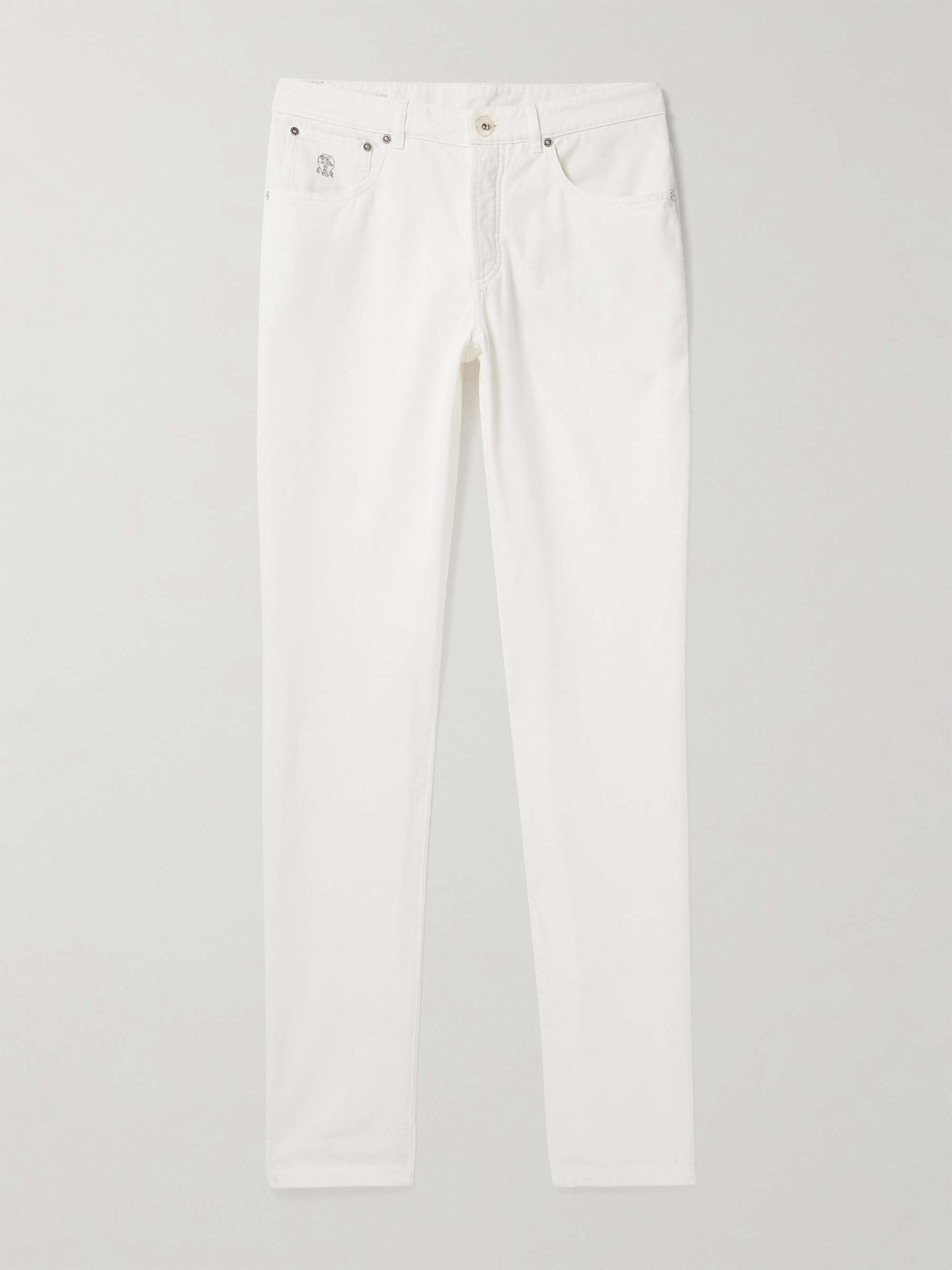 BRUNELLO CUCINELLI Straight-Leg Logo-Embroidered Cotton-Gabardine ...