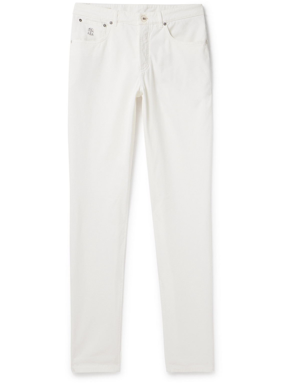 Brunello Cucinelli Straight-leg Cotton Trousers In White