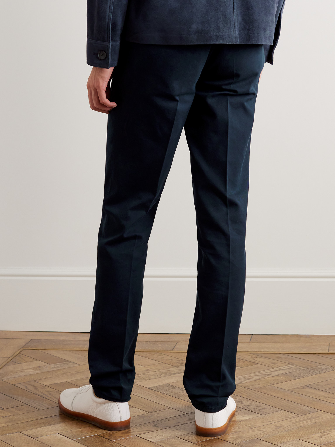 Brunello Cucinelli Slim-fit Cotton-gabardine Trousers In Blue