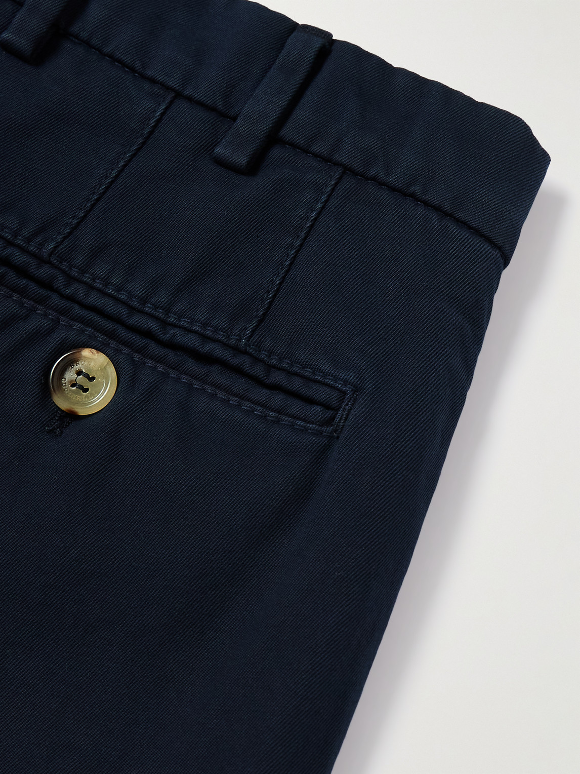 Brunello Cucinelli Slim-fit Cotton-gabardine Trousers In Blue
