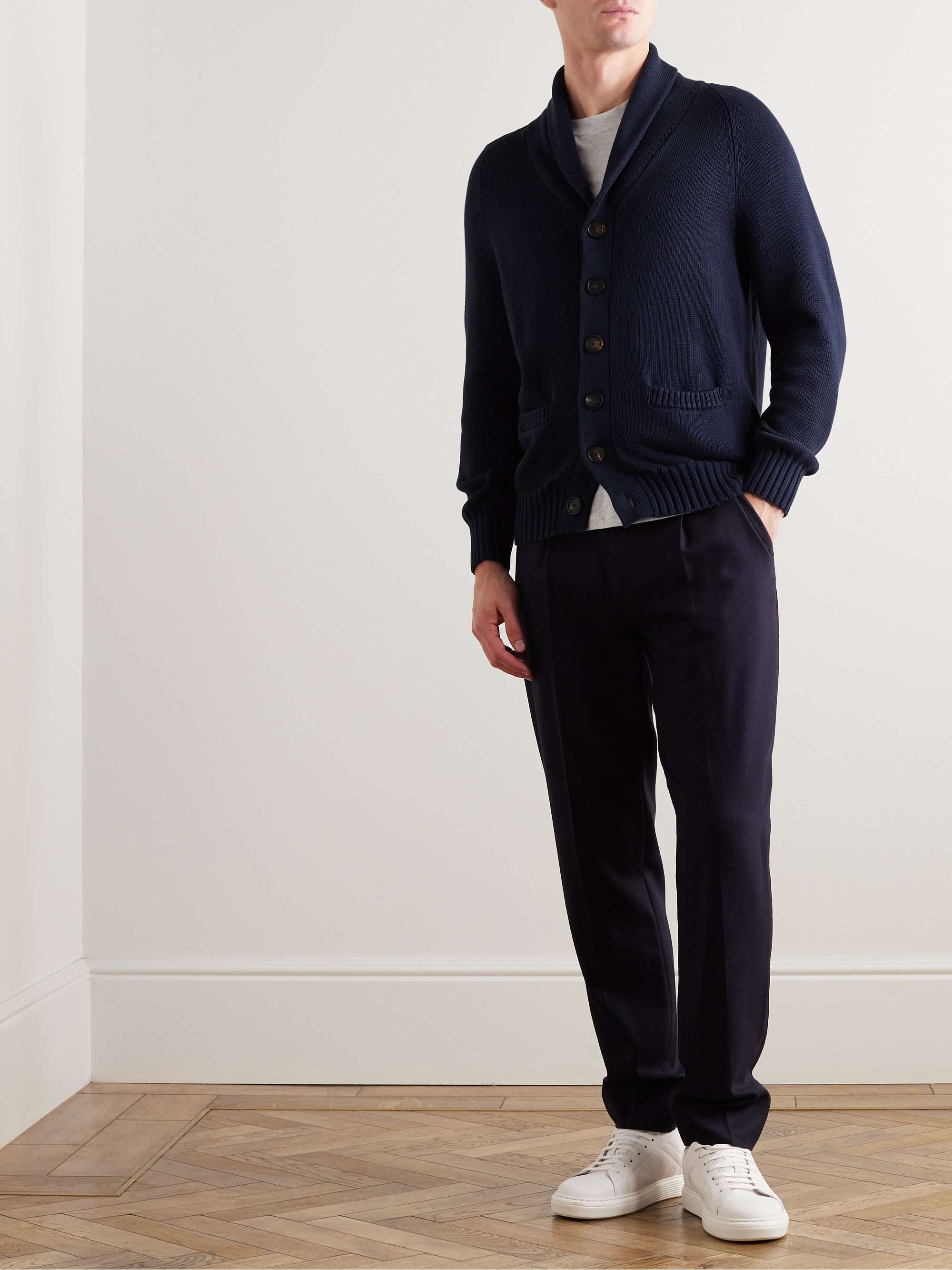 BRUNELLO CUCINELLI Shawl-Collar Ribbed Cotton Cardigan for Men | MR PORTER