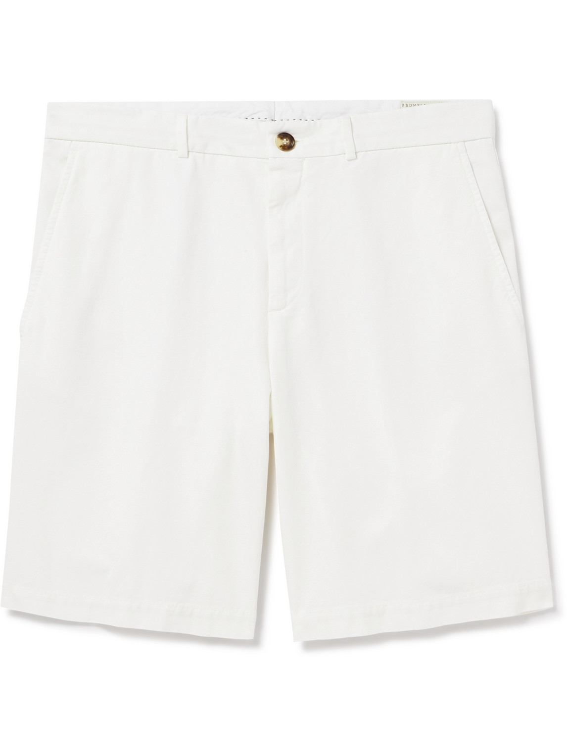 Brunello Cucinelli Straight-leg Cotton-twill Bermuda Shorts In White