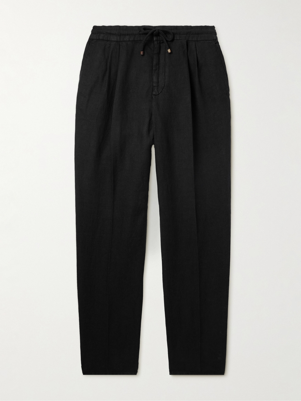 Brunello Cucinelli Straight-Leg Pleated Linen-Twill Drawstring Trousers - Men