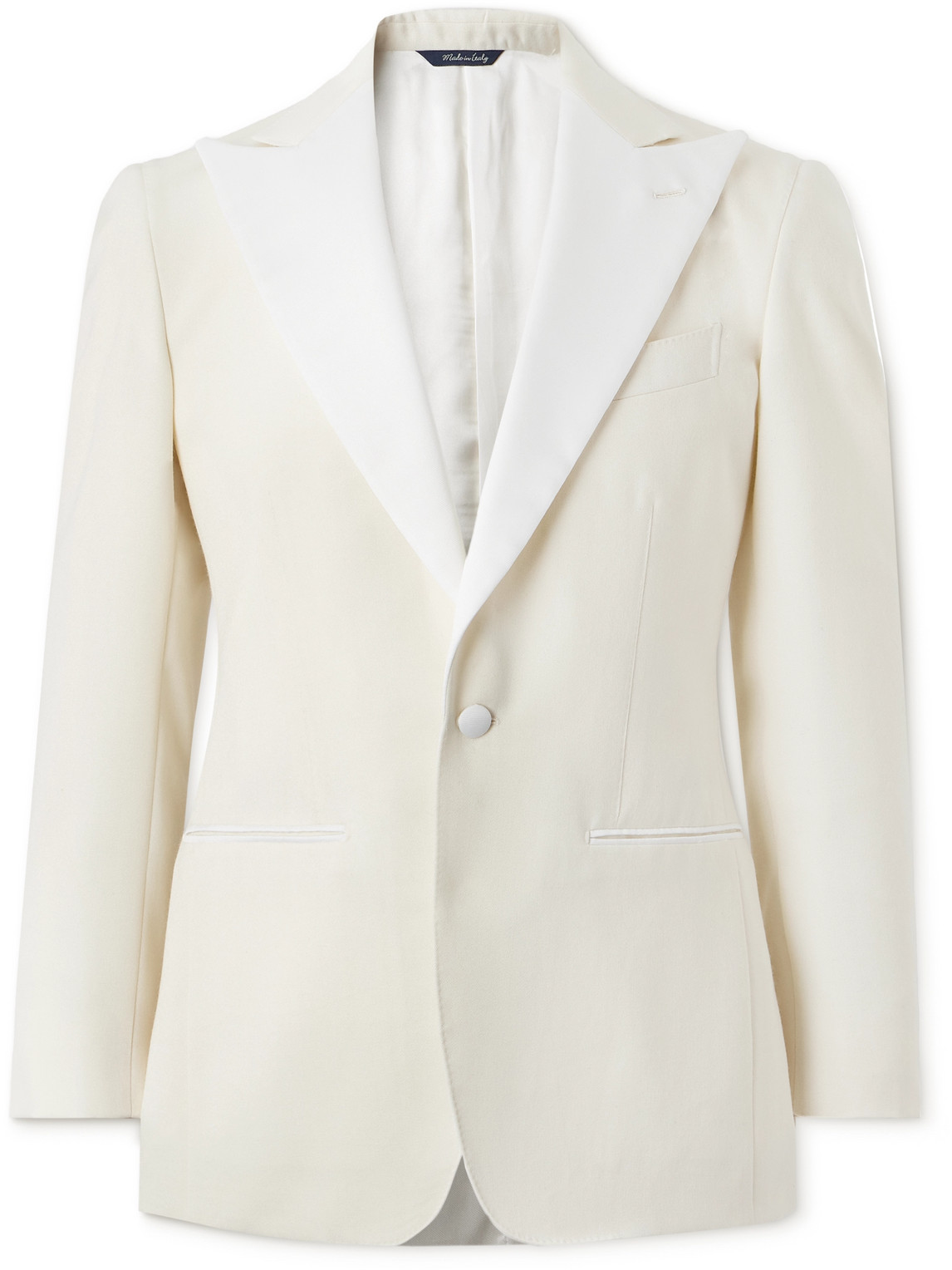 Saman Amel Peak-lapel Silk-canvas Jacket In Neutrals