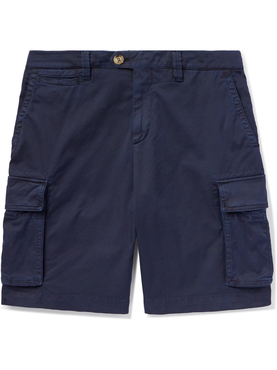 Brunello Cucinelli Straight-leg Cotton-blend Twill Cargo Shorts In Blue