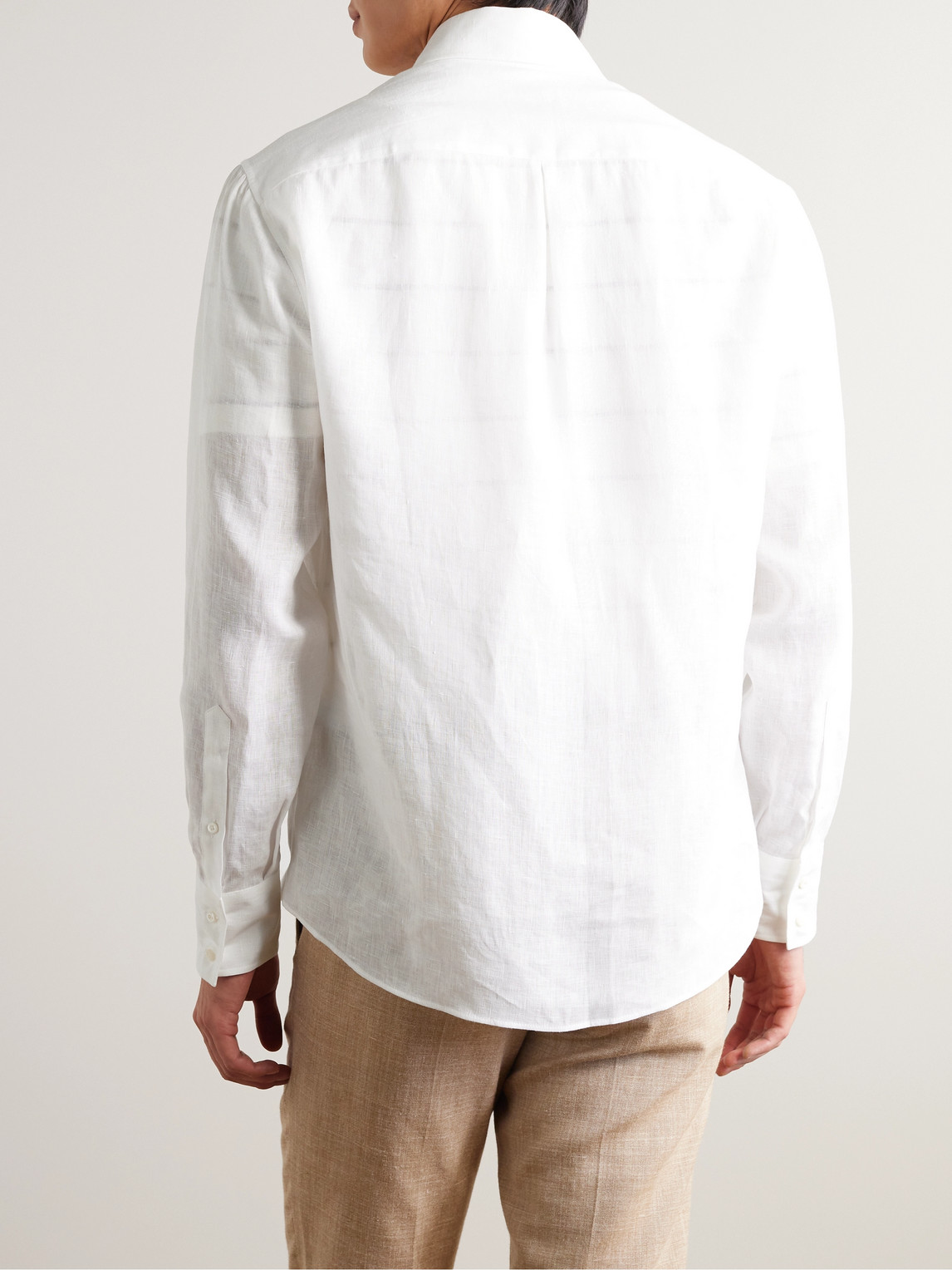 Shop Brunello Cucinelli Cutaway-collar Linen Shirt In White