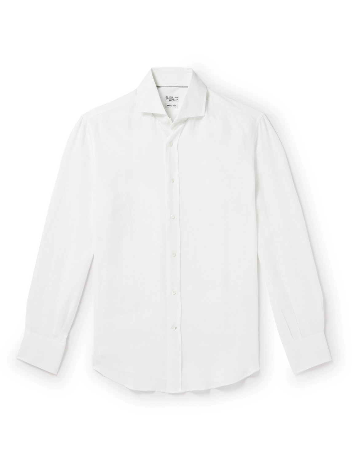 Shop Brunello Cucinelli Cutaway-collar Linen Shirt In White