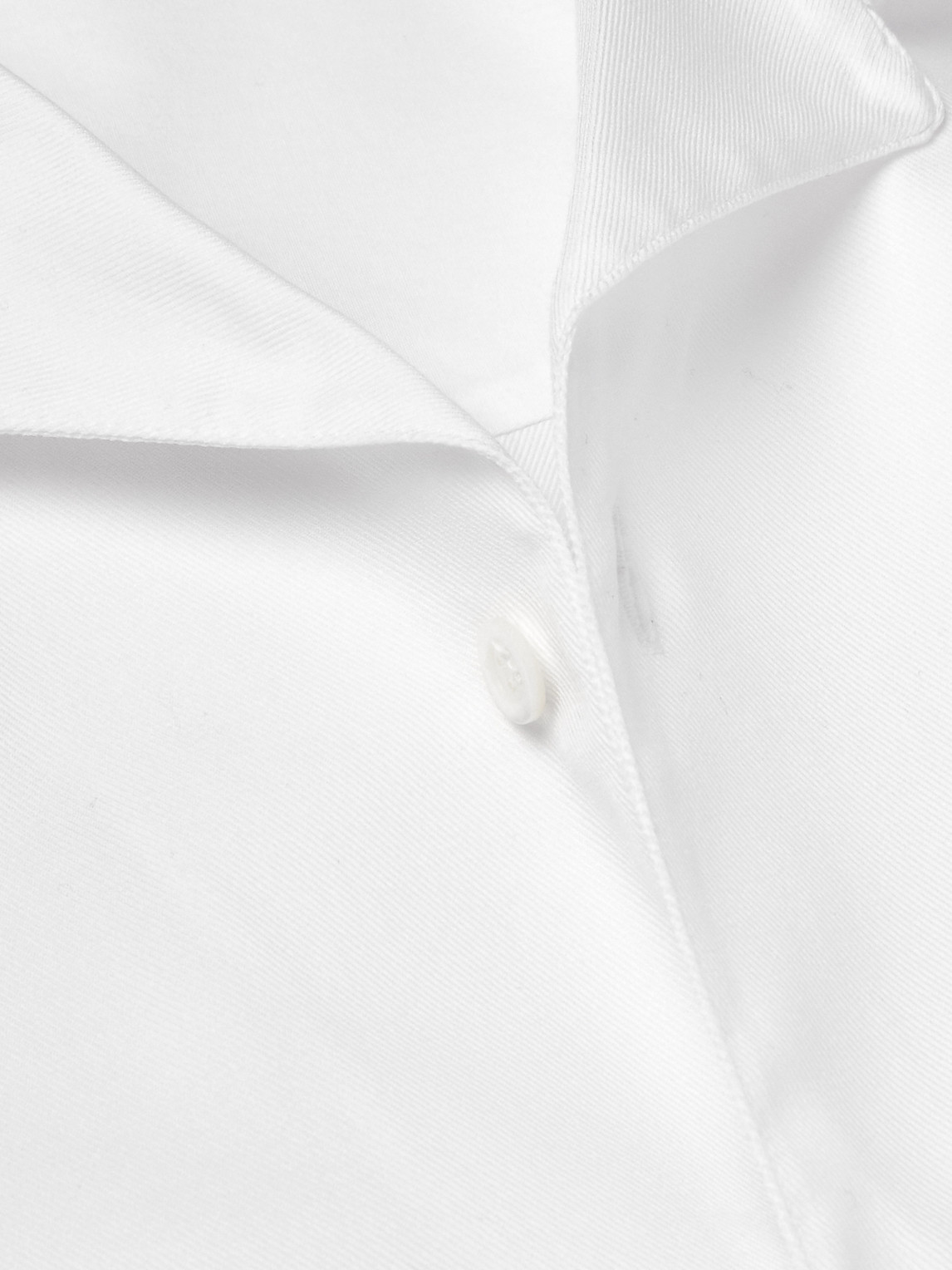 Shop Brunello Cucinelli Camp-collar Cotton-twill Shirt In White