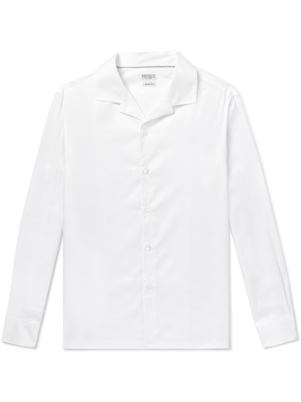 Brunello Cucinelli Camp-collar Cotton-twill Shirt In White