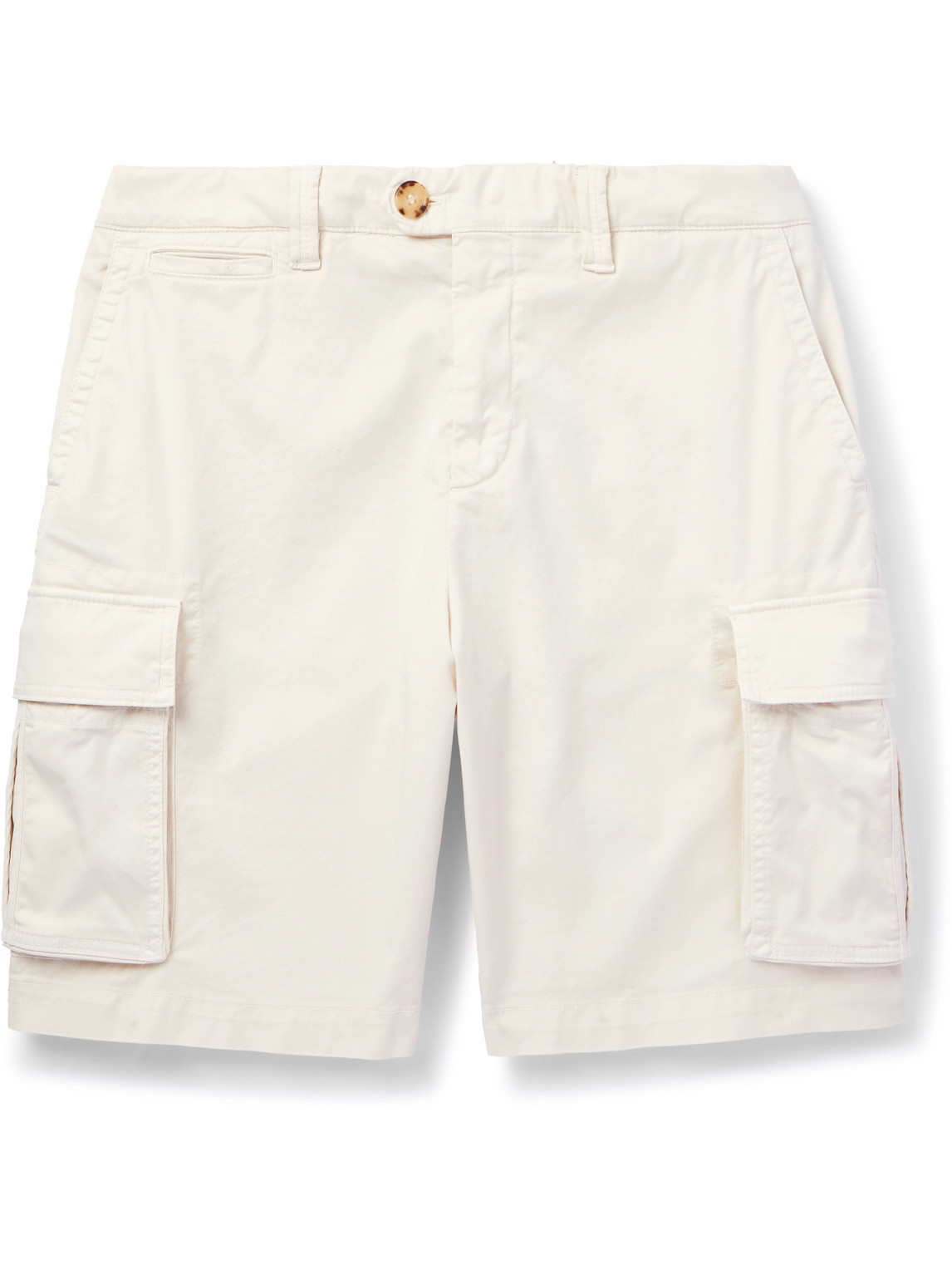 Brunello Cucinelli Straight-leg Cotton-blend Twill Cargo Shorts In Neutrals
