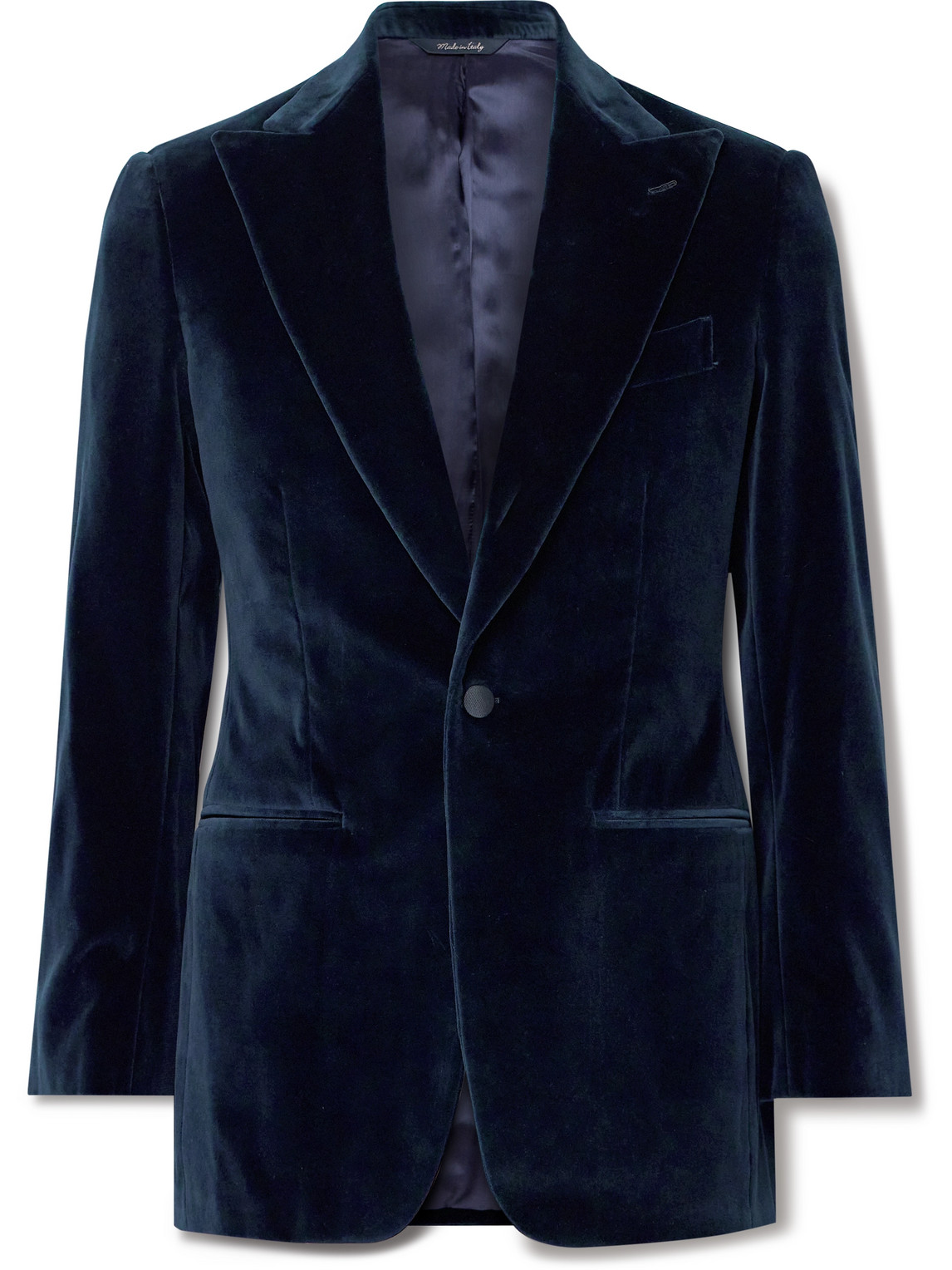 Saman Amel Slim-fit Cotton-velvet Tuxedo Jacket In Blue