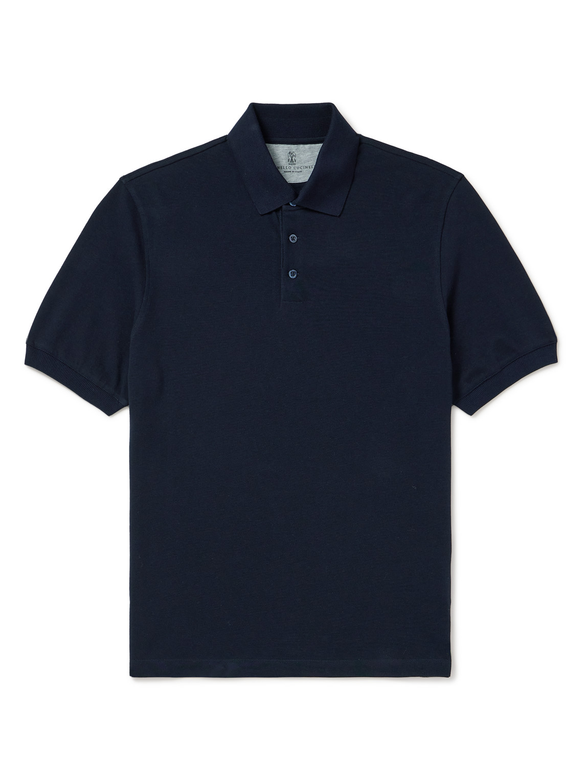 Brunello Cucinelli Cotton-piqué Polo Shirt In Blue