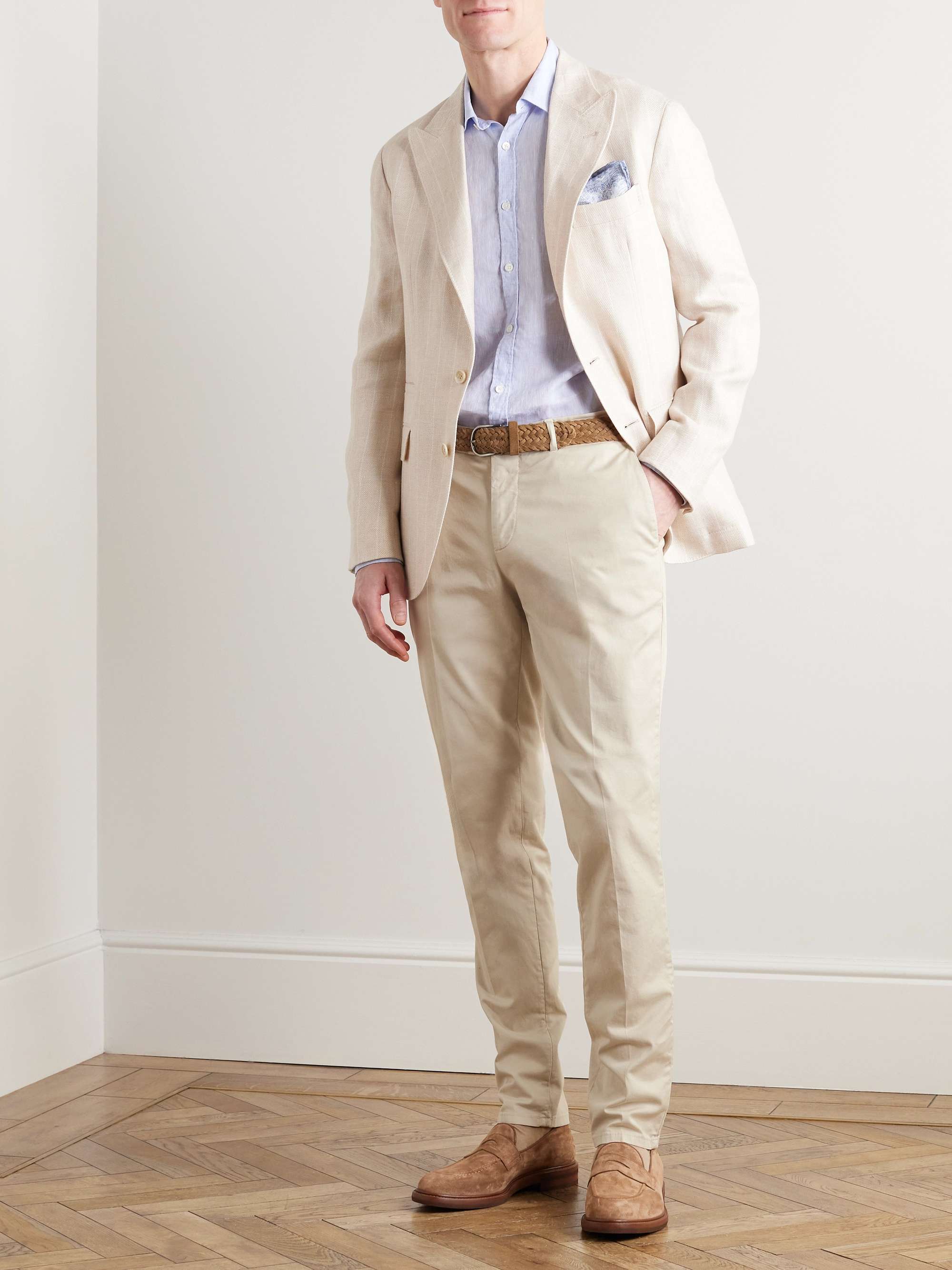 Slim-Fit Cotton-Blend Twill Trousers - beige - IT 44
