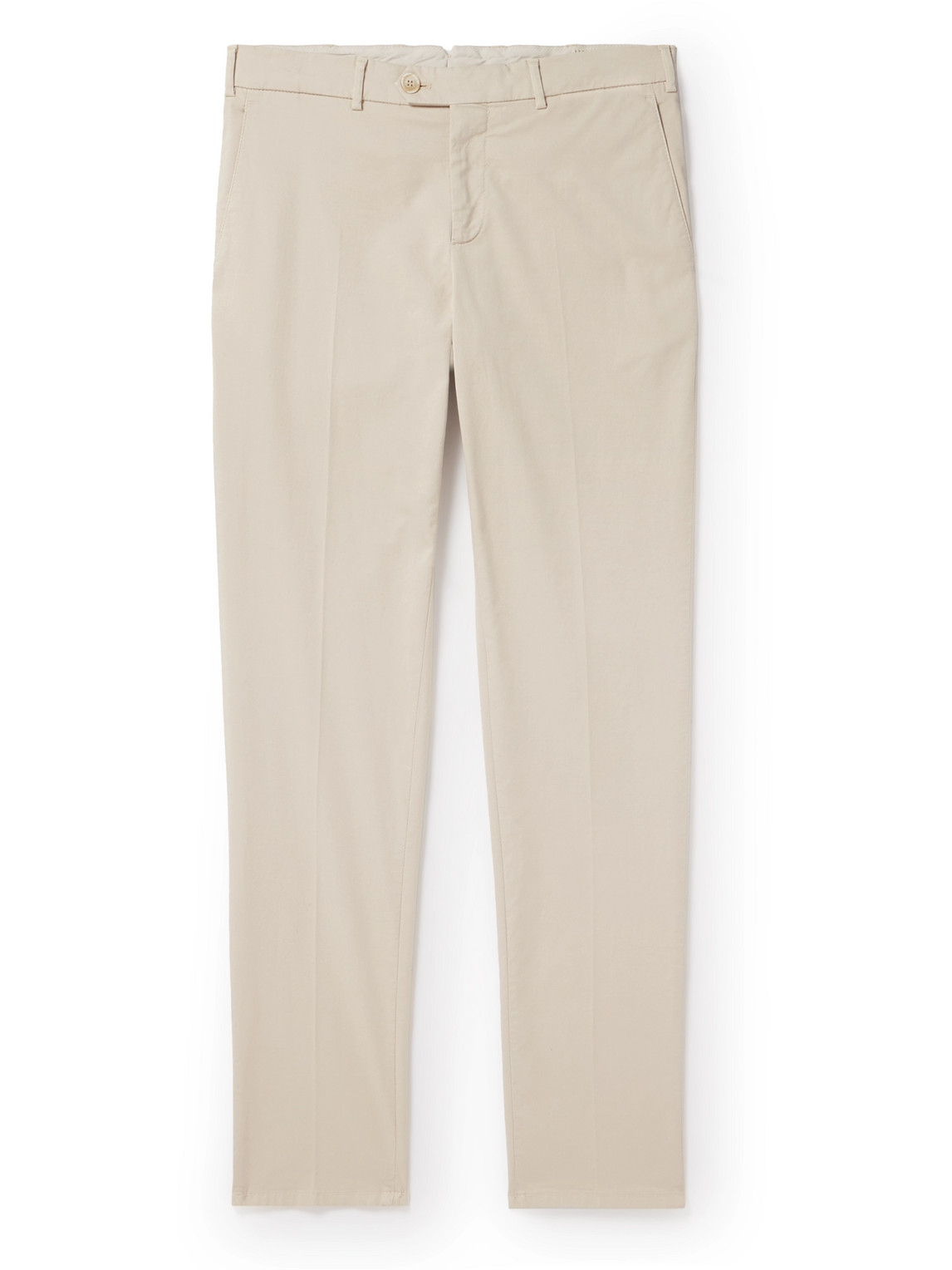 Brunello Cucinelli Slim-fit Cotton-blend Twill Trousers In Neutrals