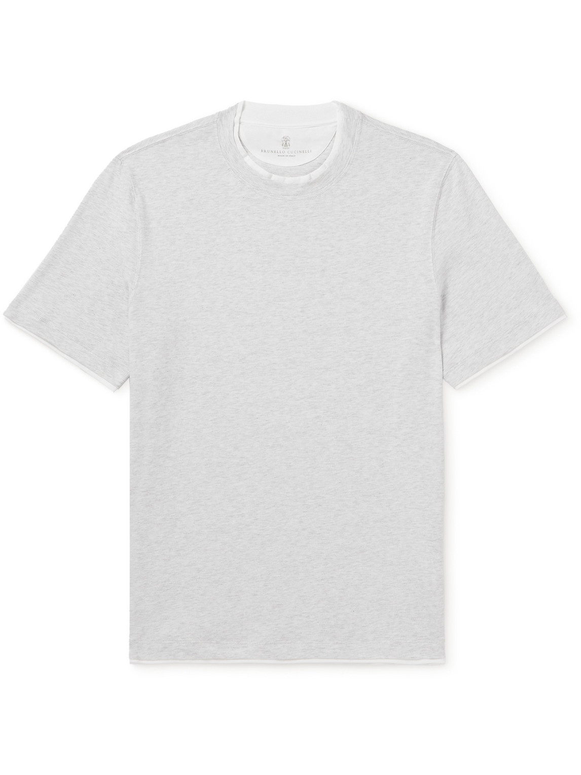 Brunello Cucinelli Layered Cotton-jersey T-shirt In Gray