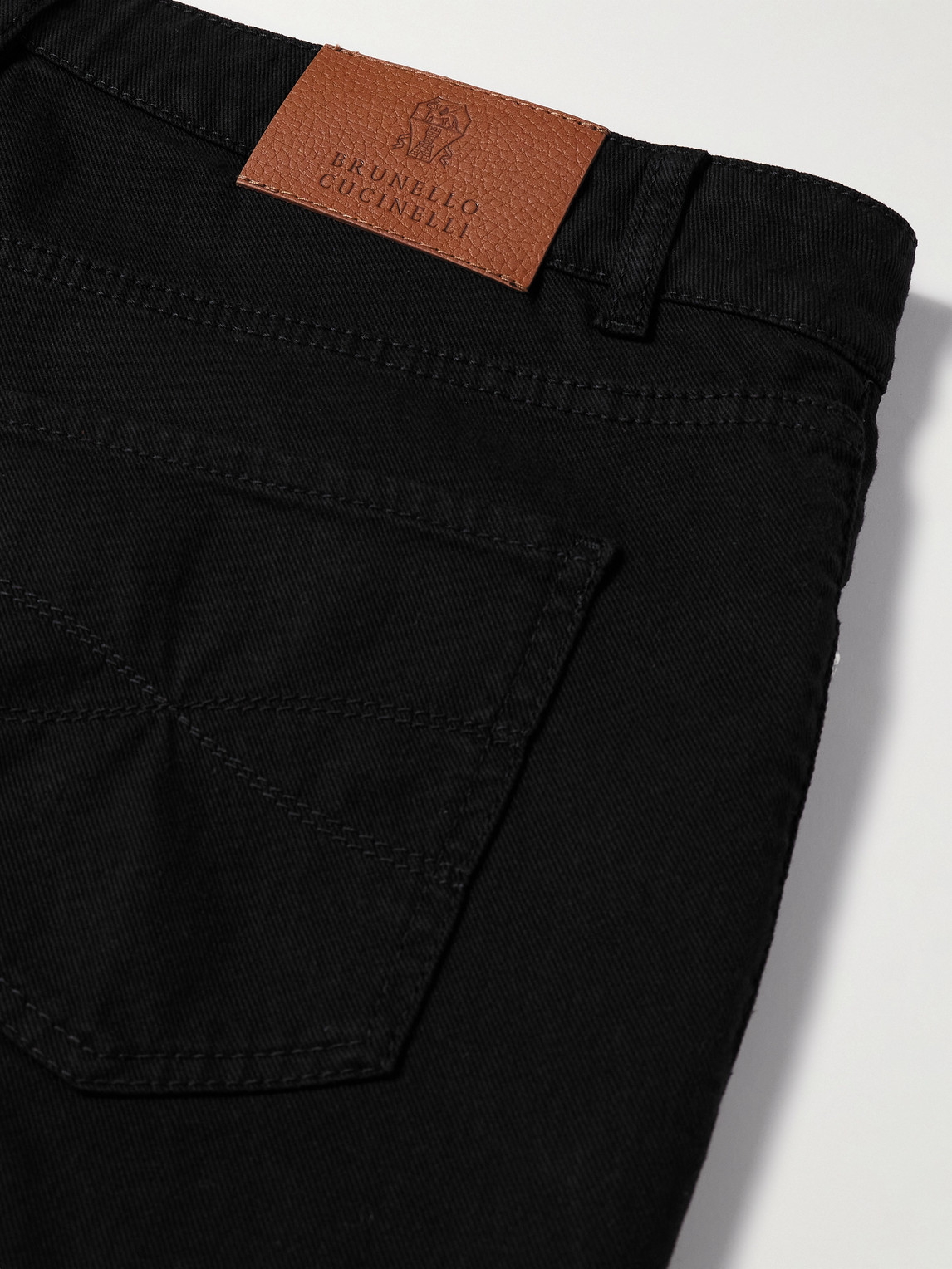 Shop Brunello Cucinelli Slim-fit Straight-leg Logo-embroidered Jeans In Black