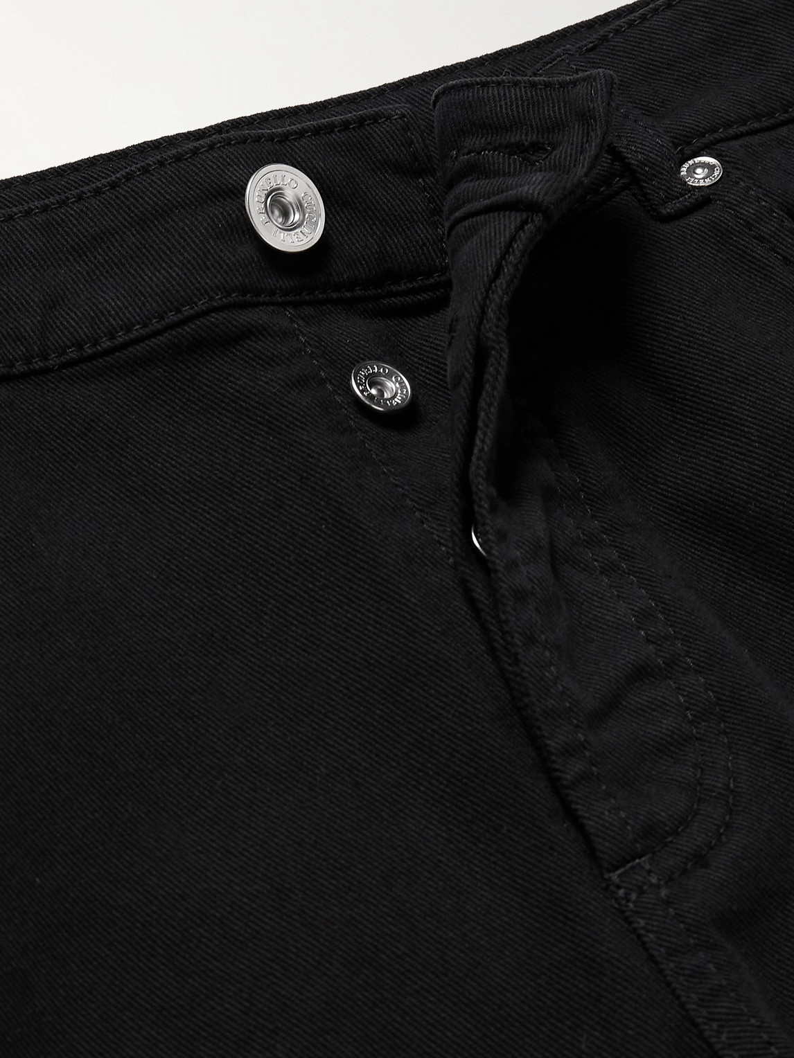 Brunello Cucinelli Slim-fit Straight-leg Logo-embroidered Jeans In Black