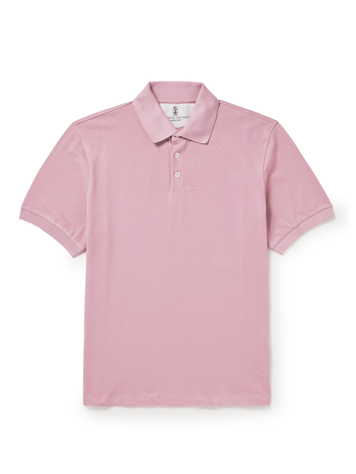 Brunello Cucinelli Slim-fit Cotton-piqué Polo Shirt In Pink