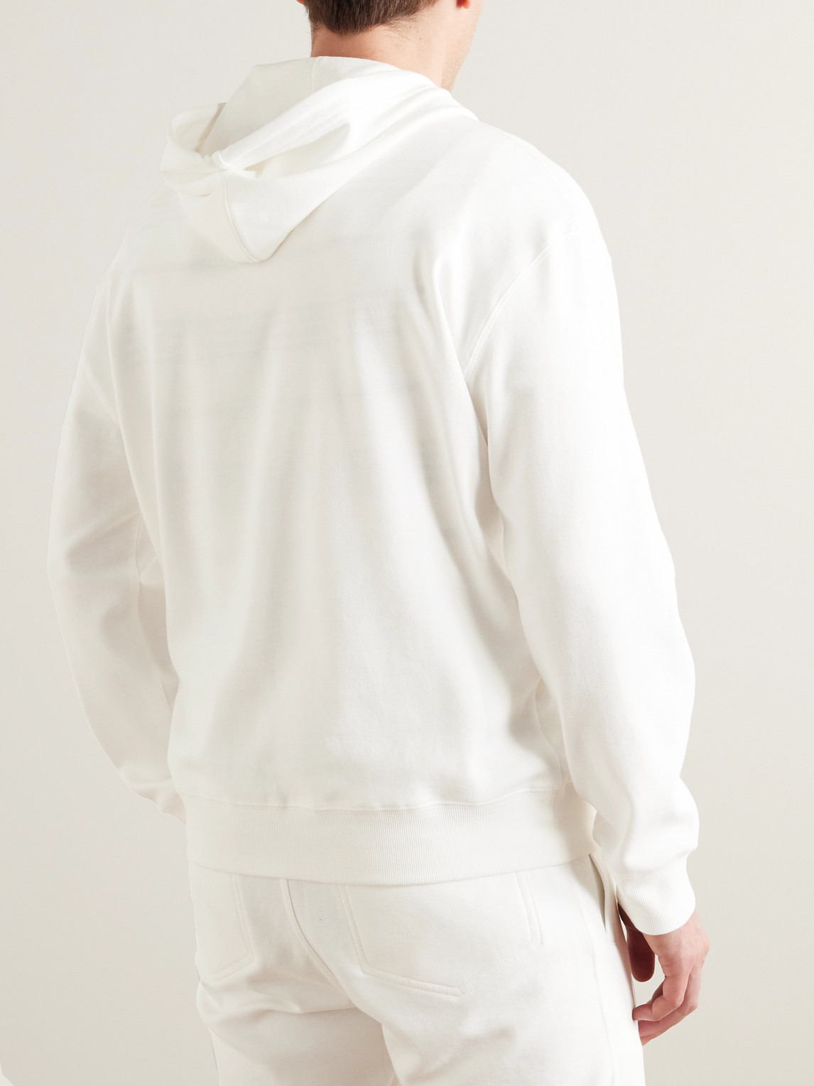 Shop Brunello Cucinelli Cotton-blend Jersey Hoodie In White