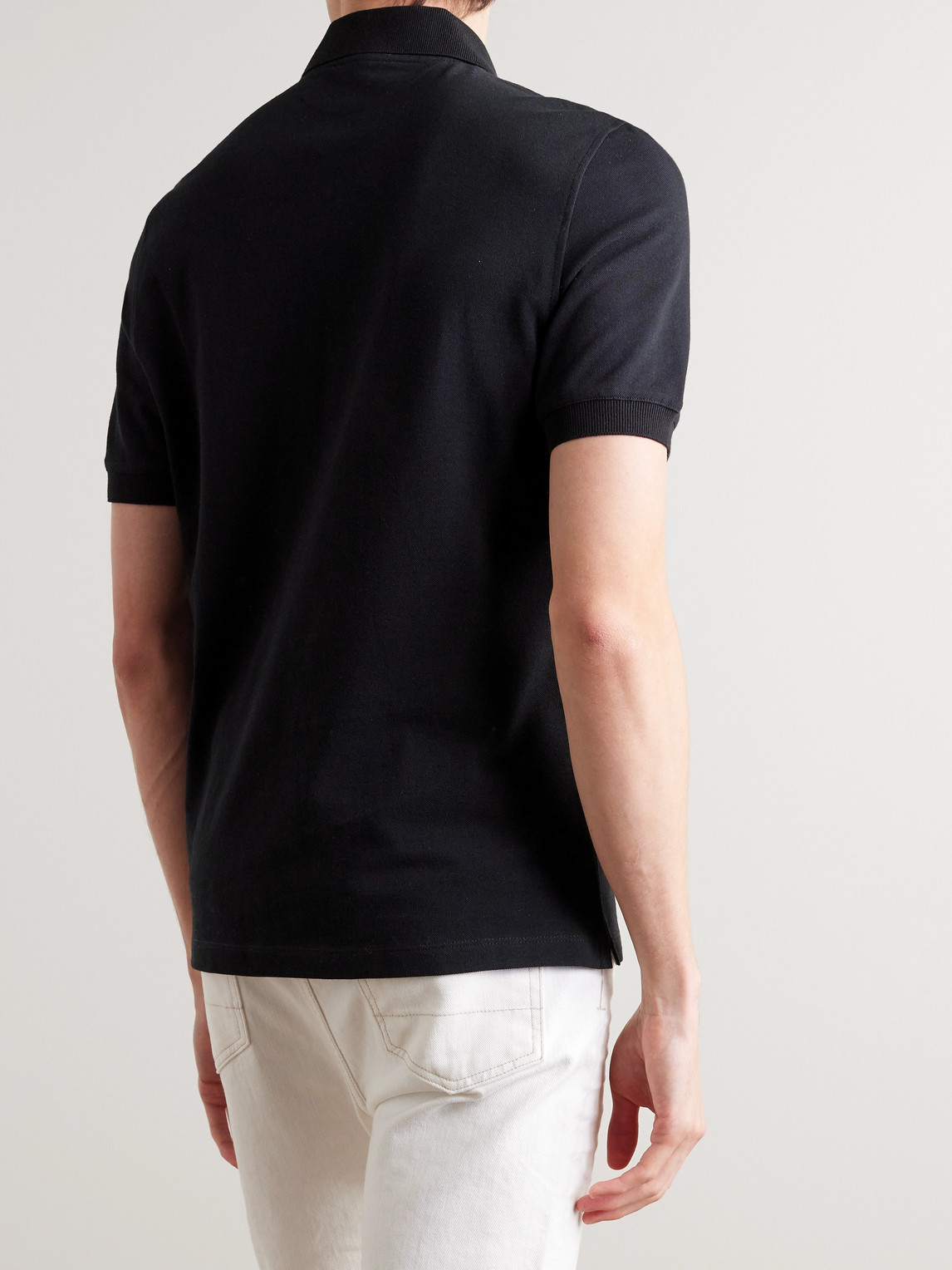 Shop Brunello Cucinelli Slim-fit Cotton-piqué Polo Shirt In Black