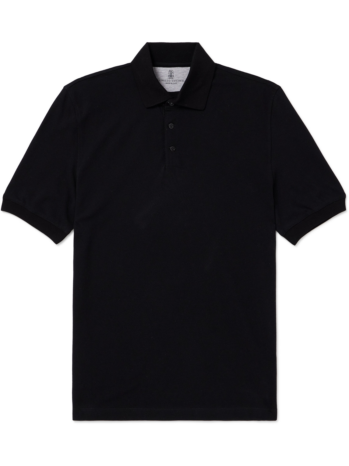 Brunello Cucinelli Slim-fit Cotton-piqué Polo Shirt In Black