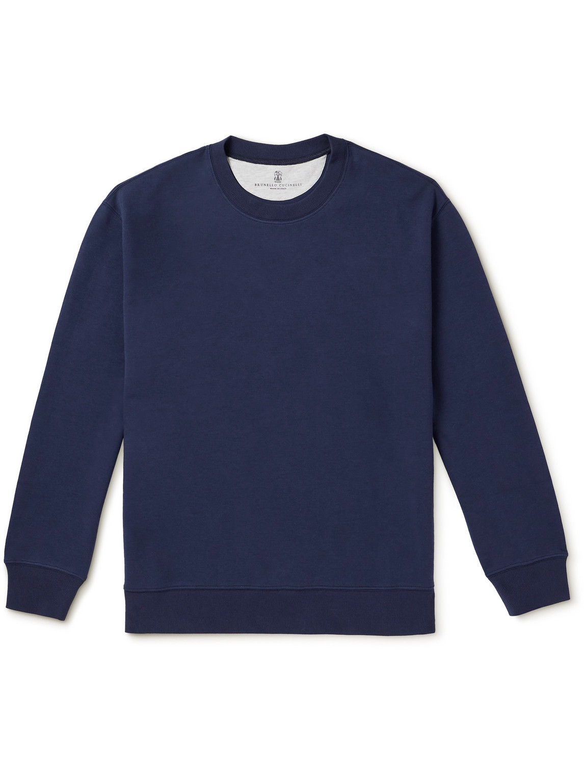 Brunello Cucinelli Cotton-blend Jersey Sweatshirt In Blue