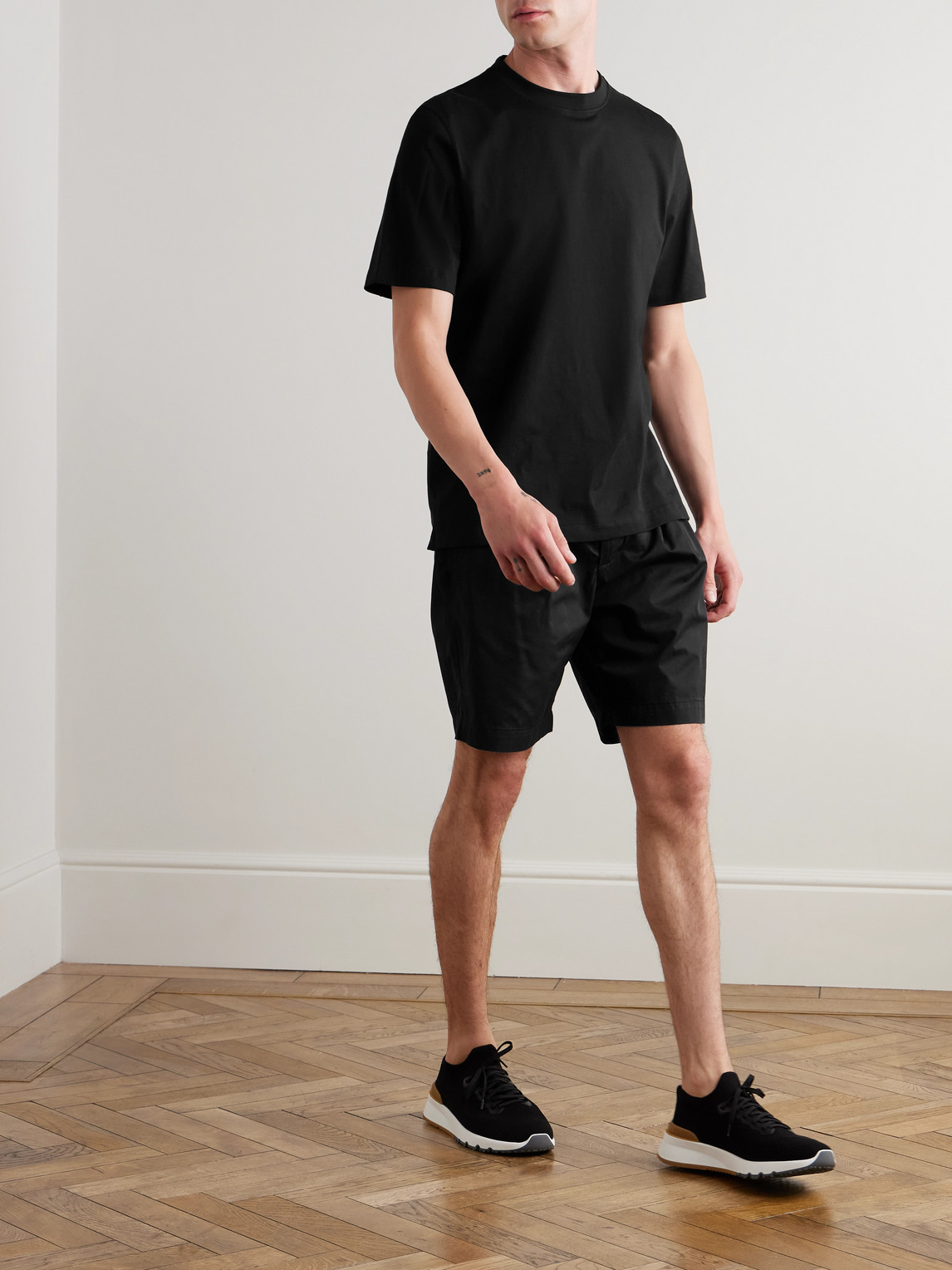 Brunello Cucinelli Silk And Cotton-blend Jersey T-shirt In Black