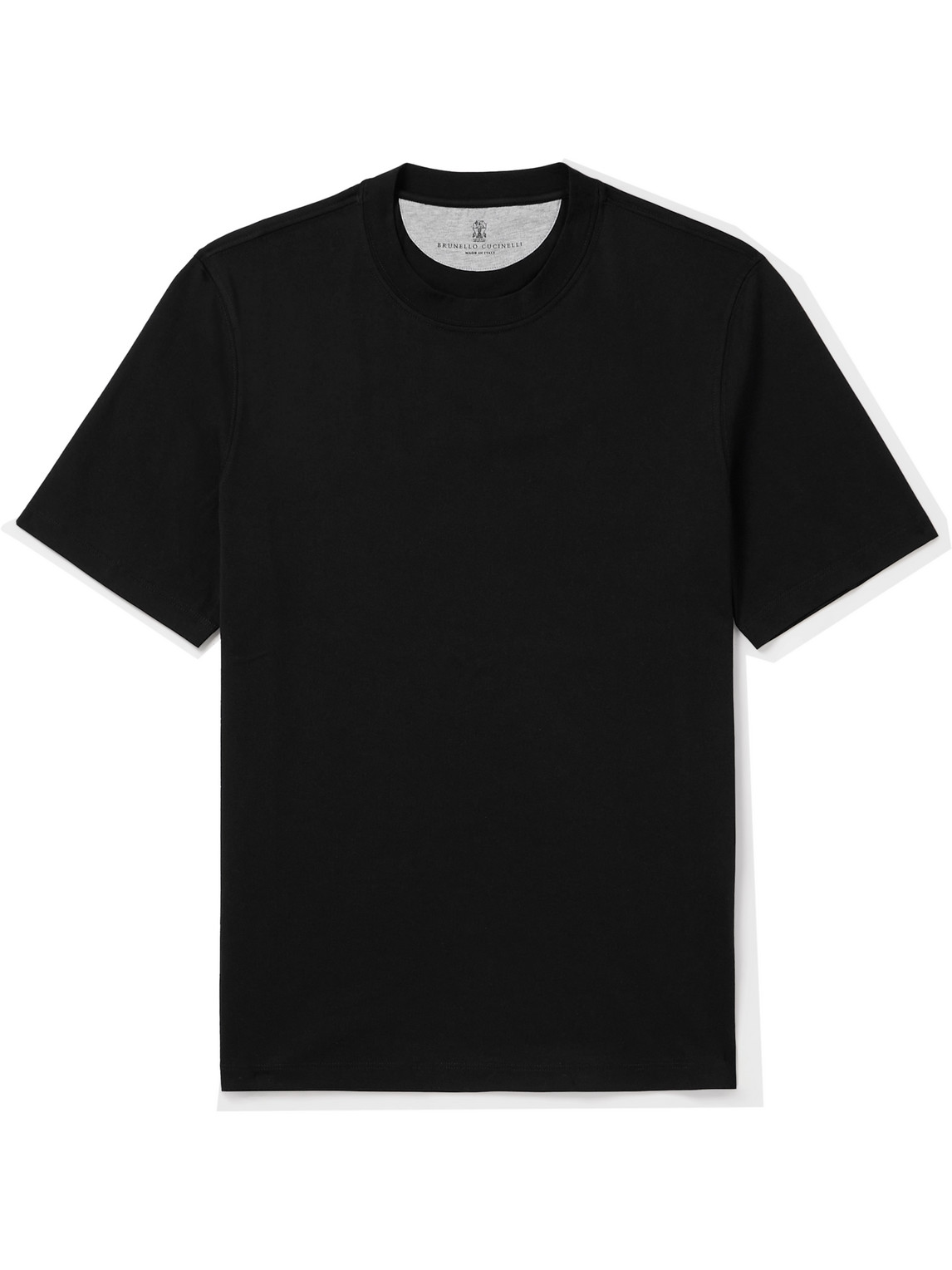 Brunello Cucinelli Silk And Cotton-blend Jersey T-shirt In Black