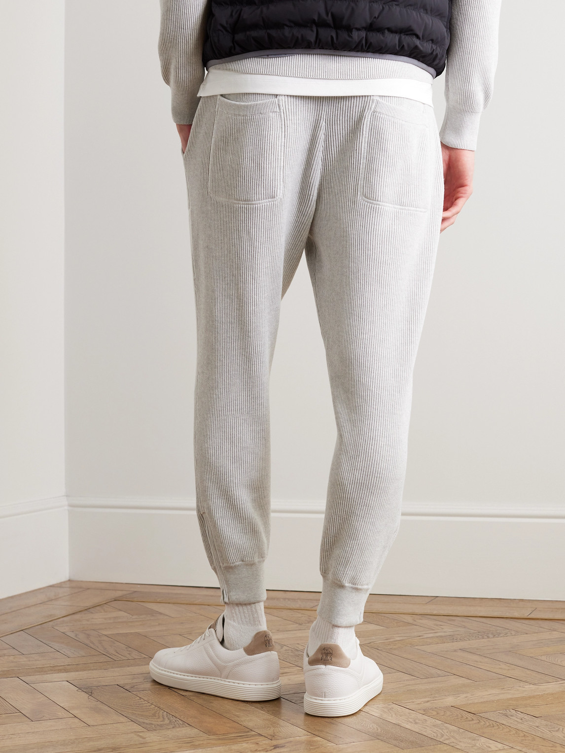Shop Brunello Cucinelli Ribbed Cotton Drawstring Sweatpants In Unknown