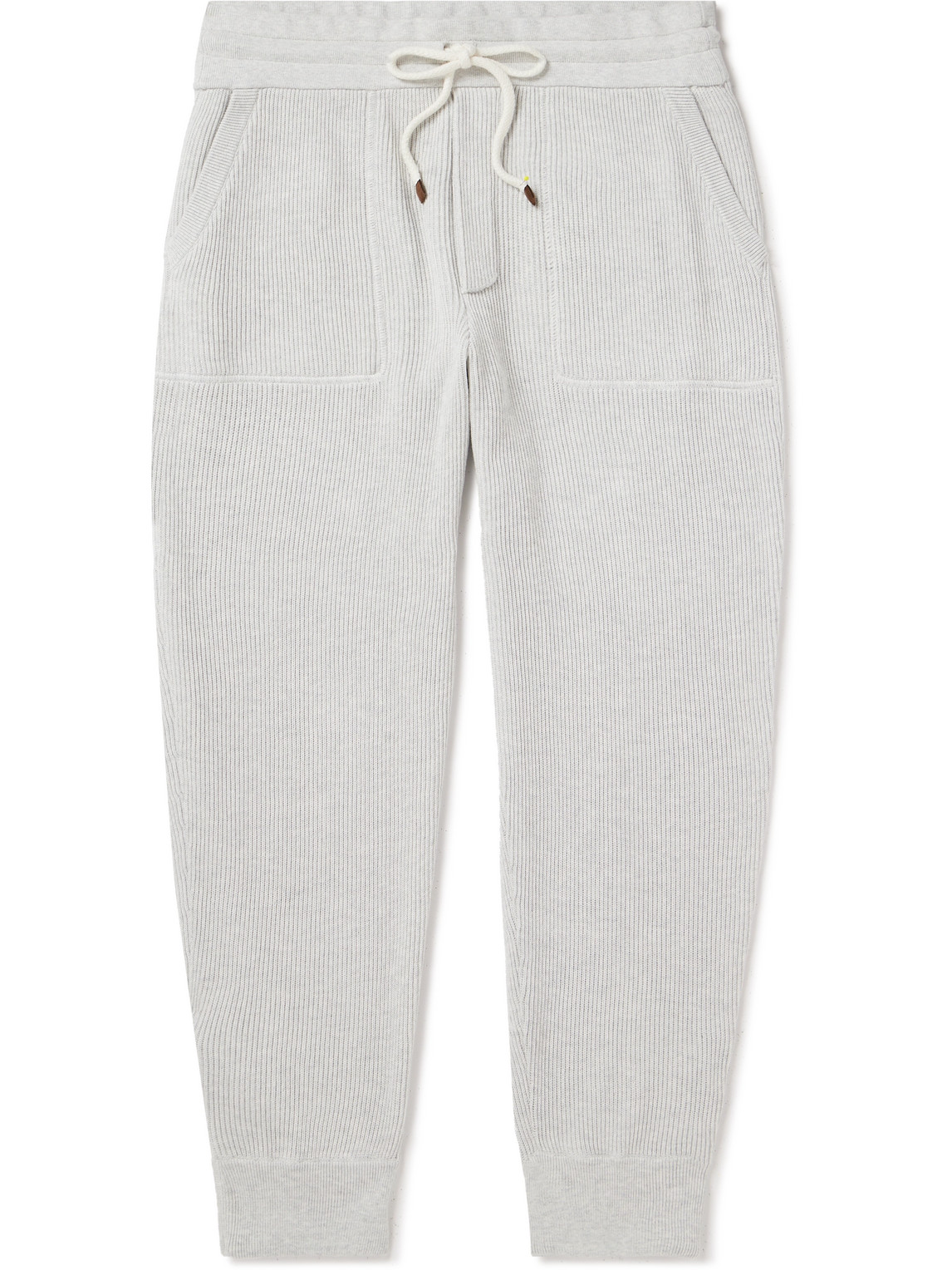 Brunello Cucinelli Ribbed Cotton Drawstring Sweatpants In Unknown