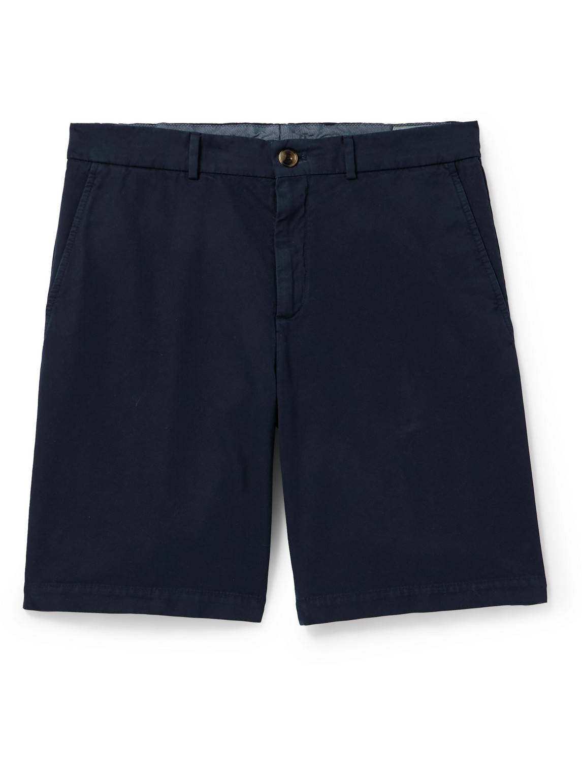 Brunello Cucinelli Straight-leg Cotton-twill Bermuda Shorts In Blue