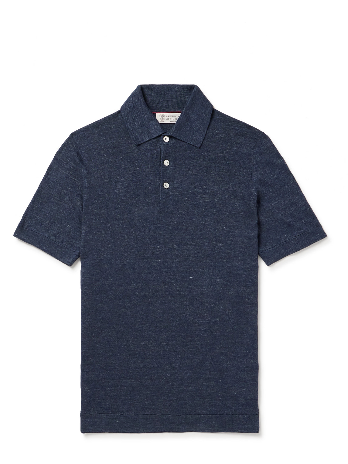 Brunello Cucinelli Linen-cotton Polo Shirt In Blue