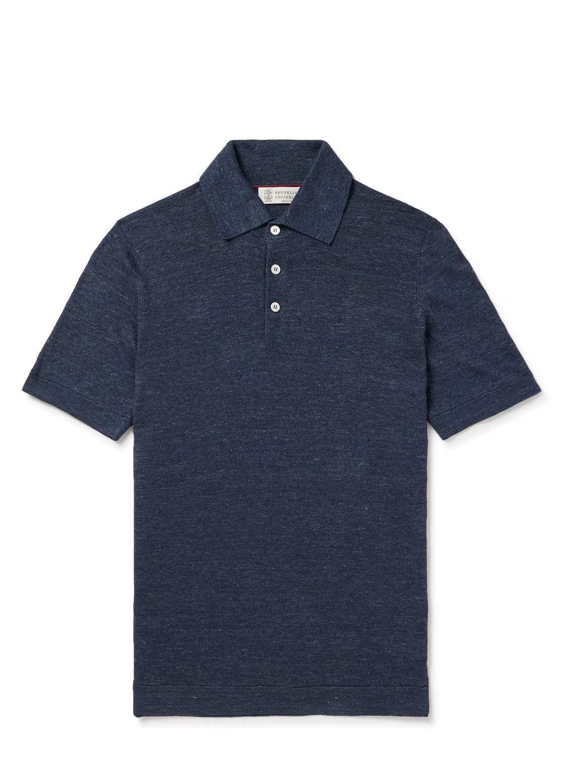 Brunello Cucinelli Linen-cotton Polo Shirt In Night