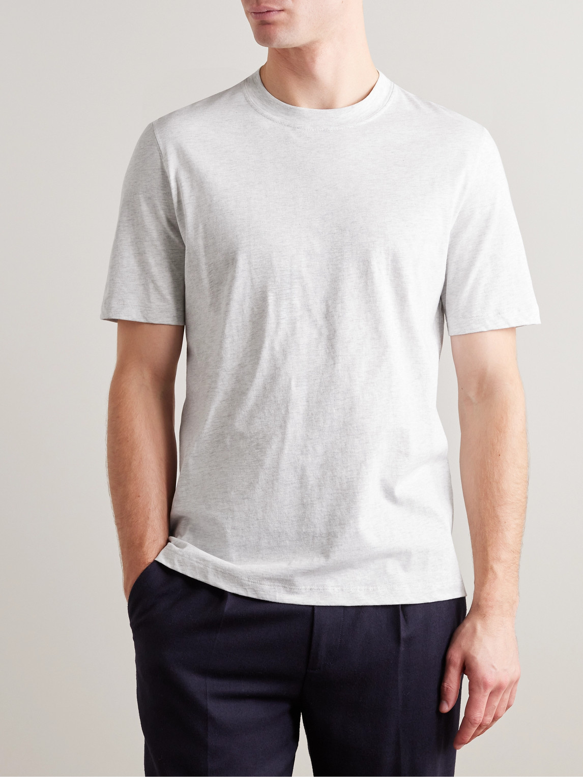 Shop Brunello Cucinelli Cotton-jersey T-shirt In Gray