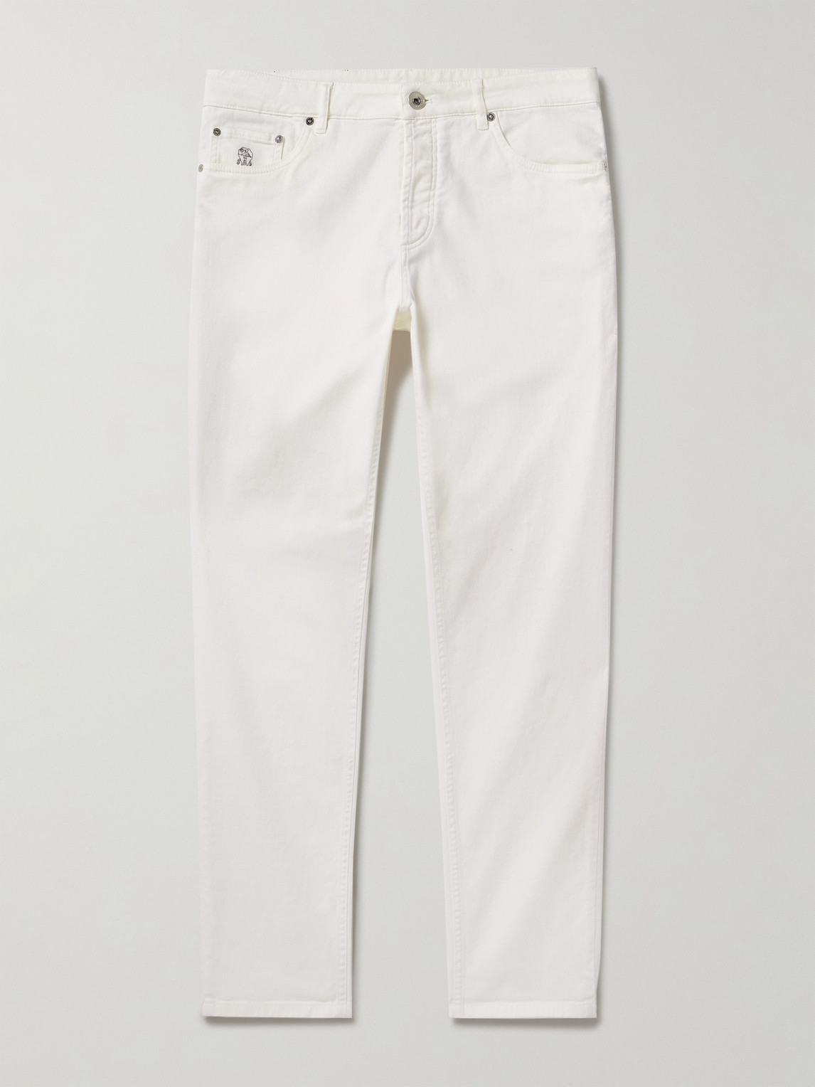 Brunello Cucinelli Slim-Fit Straight-Leg Logo-Embroidered Jeans - Men